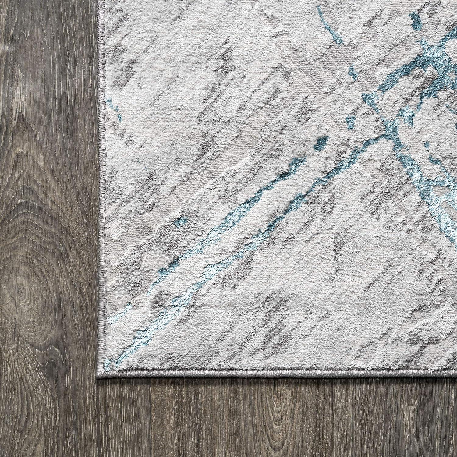 image:imageJONATHAN Y Slant Abstract GrayBlue Indoor Area Rug 3X5 ft Modern for Living Room Bedroom Kitchen Office EasyCleaning High Traffic PetFriendly NonShedding SOR201B3GrayTurquoise