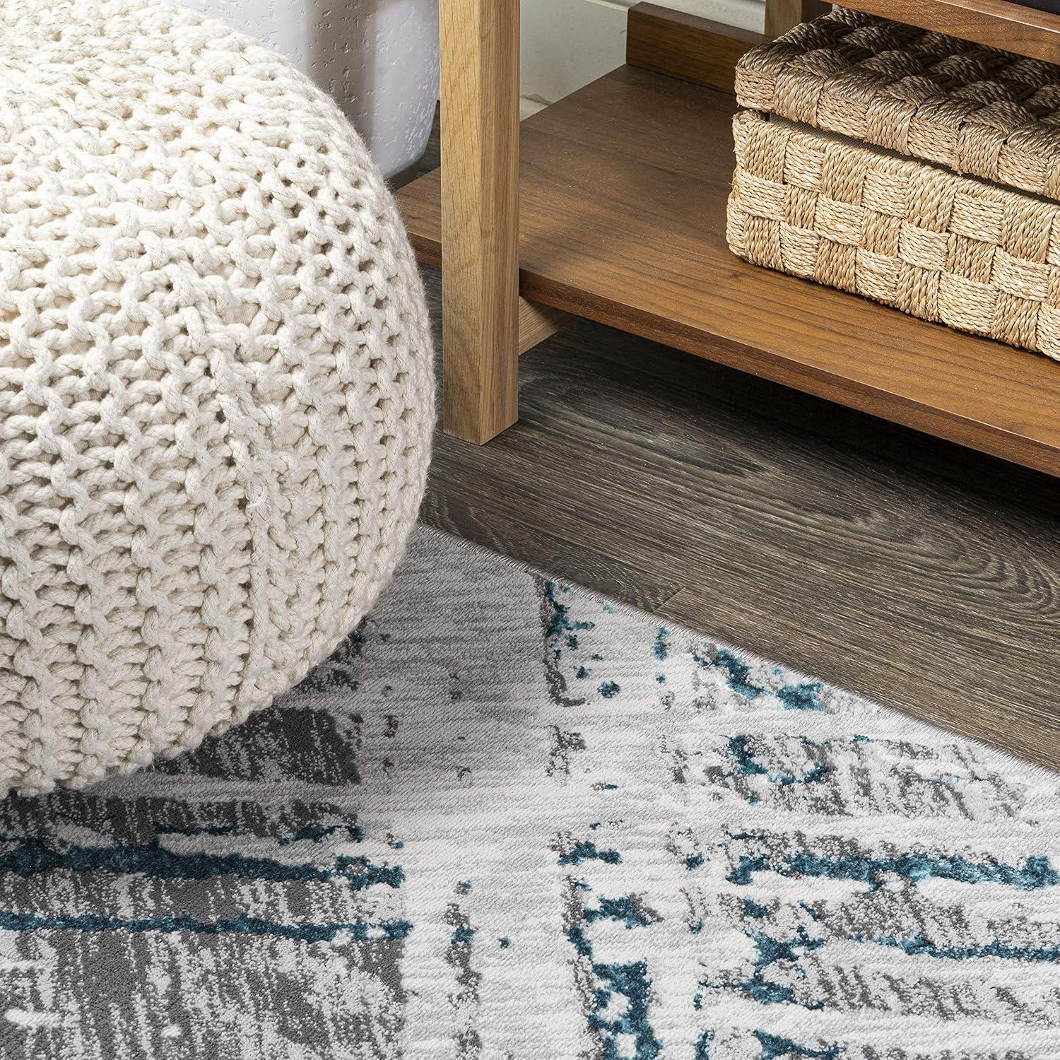 image:imageJONATHAN Y Slant Abstract GrayBlue Indoor Area Rug 3X5 ft Modern for Living Room Bedroom Kitchen Office EasyCleaning High Traffic PetFriendly NonShedding SOR201B3GrayTurquoise