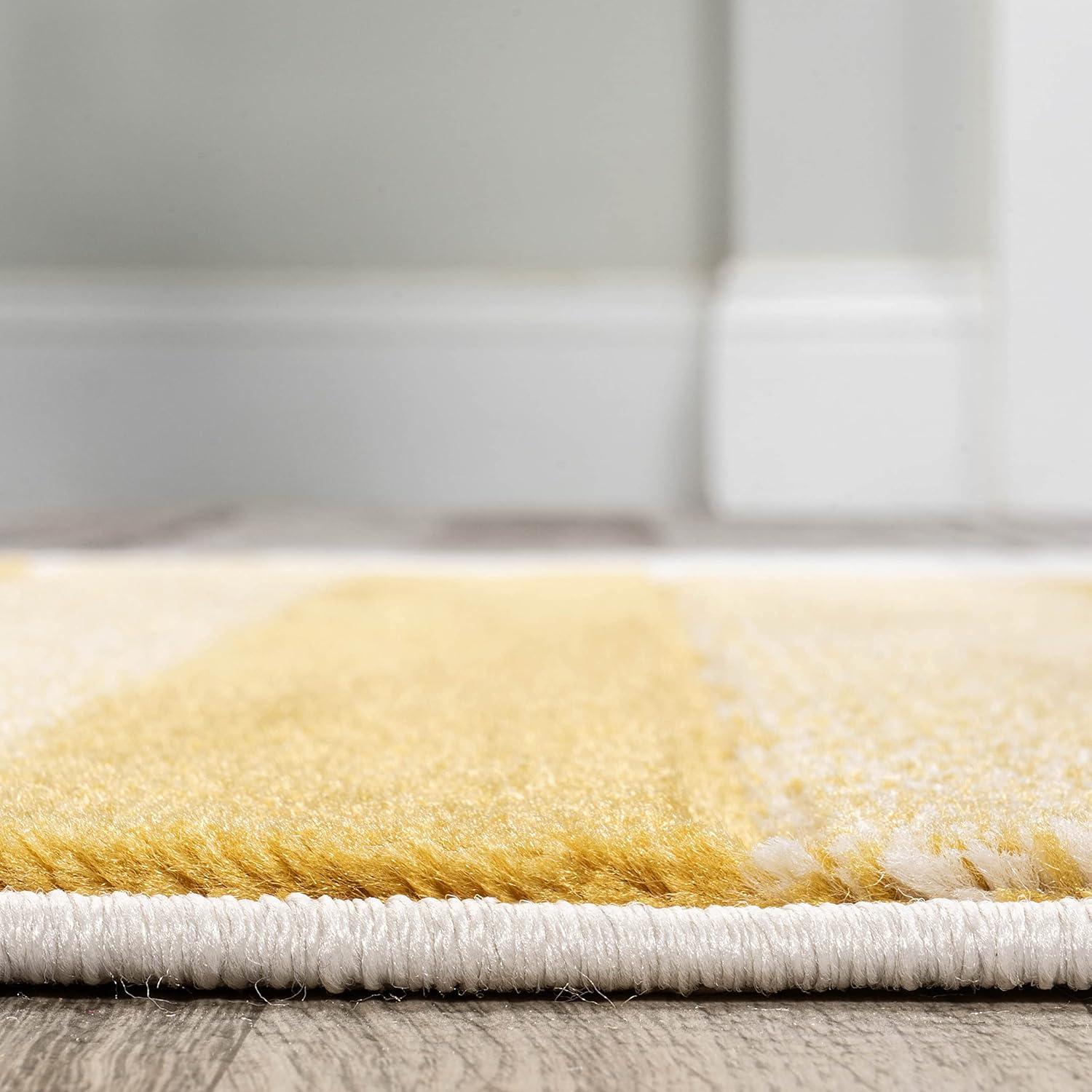 image:imageJONATHAN Y Striped Circles GrayYellowCream Indoor Area Rug 3X5 ft Nicky Geometric for Living Room Bedroom Kitchen Office EasyCleaning High Traffic PetFriendly NonShedding UNQ100A3710 x 102 Rectangular