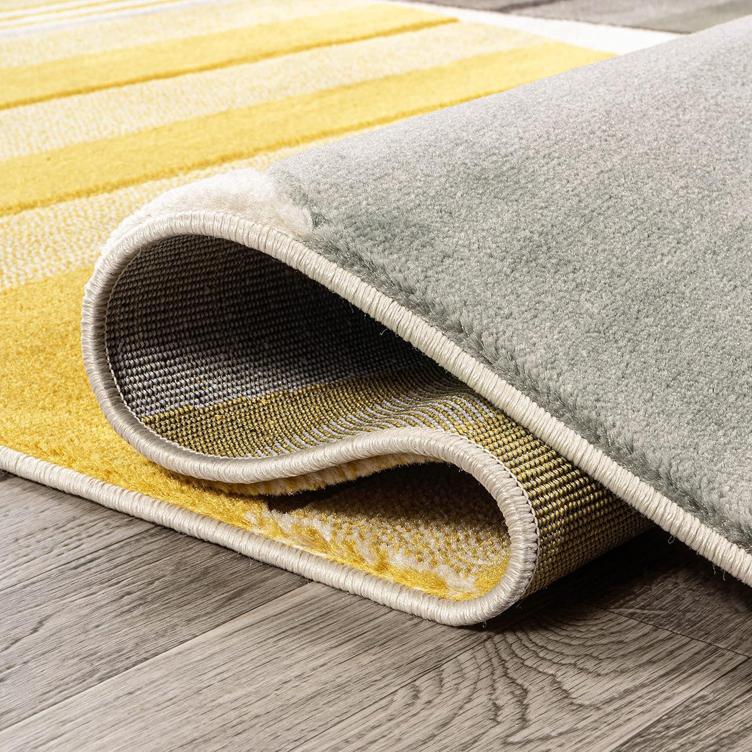 image:imageJONATHAN Y Striped Circles GrayYellowCream Indoor Area Rug 3X5 ft Nicky Geometric for Living Room Bedroom Kitchen Office EasyCleaning High Traffic PetFriendly NonShedding UNQ100A3710 x 102 Rectangular