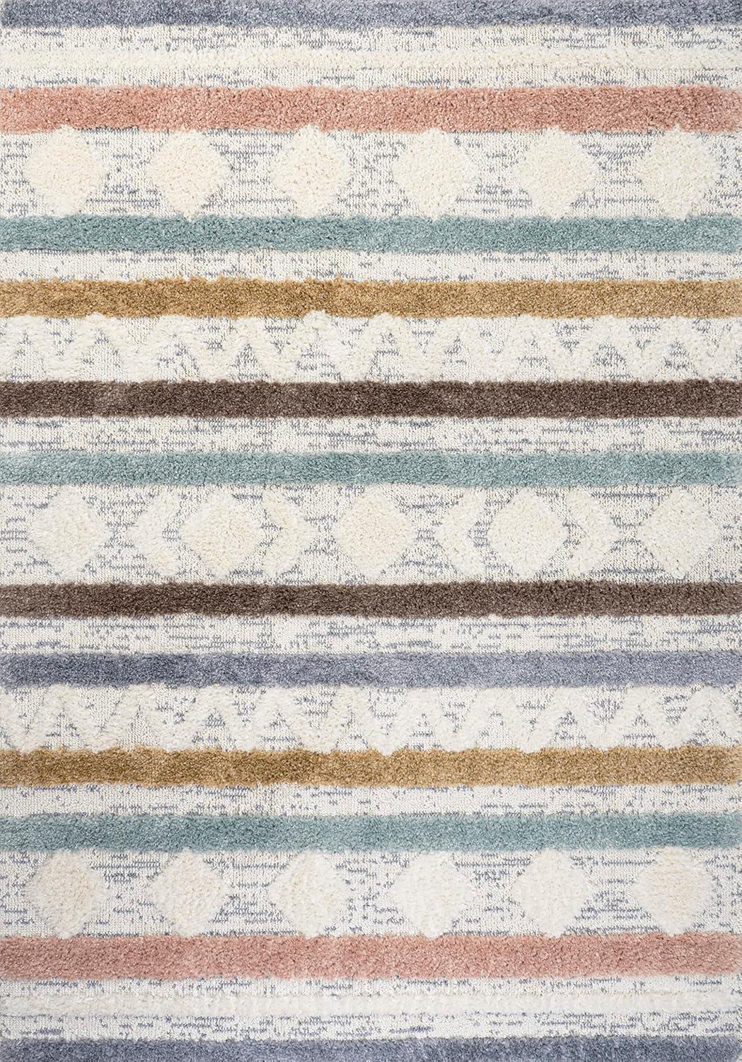 image:imageJONATHAN Y Striped Geometric HighLow Indoor Area Rug 3X5 MultiCream Faiza Moroccan for Living Room Bedroom Kitchen Office EasyCleaning High Traffic PetFriendly NonShedding SNT106A3710 x 10 Rectangular