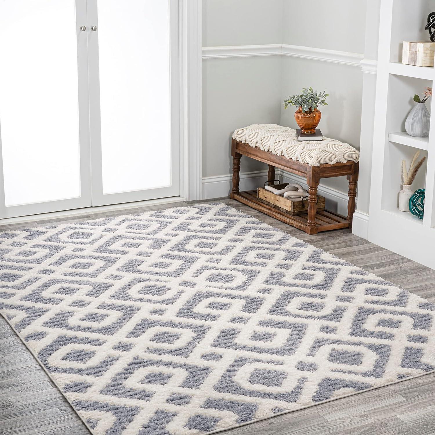 image:imageJONATHAN Y Trellis HighLow MultiCream Indoor Area Rug 3X5 ft Astrid Retro for Living Room Bedroom Kitchen Office EasyCleaning High Traffic PetFriendly NonShedding SNT103A3CreamGray