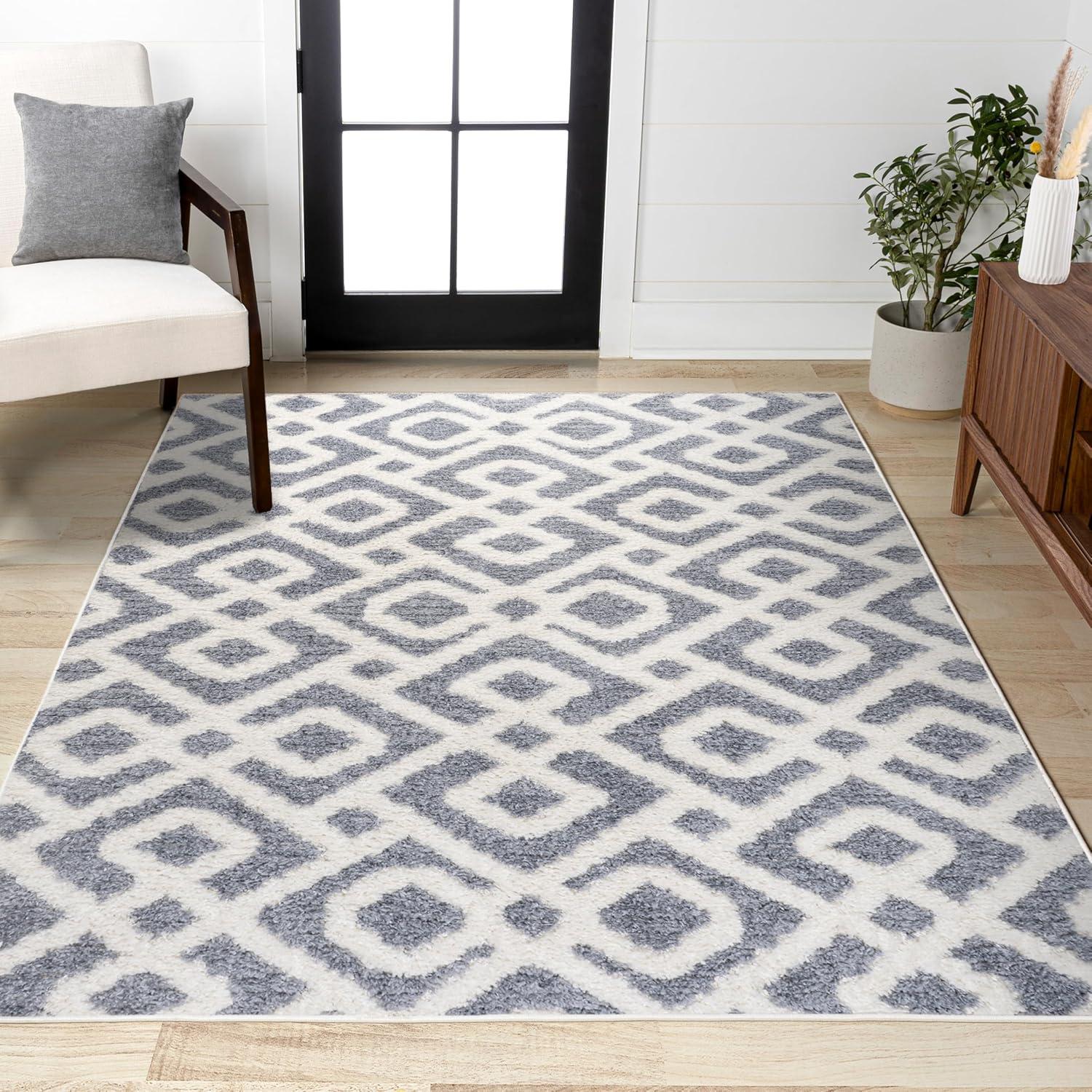 image:imageJONATHAN Y Trellis HighLow MultiCream Indoor Area Rug 3X5 ft Astrid Retro for Living Room Bedroom Kitchen Office EasyCleaning High Traffic PetFriendly NonShedding SNT103A3CreamGray
