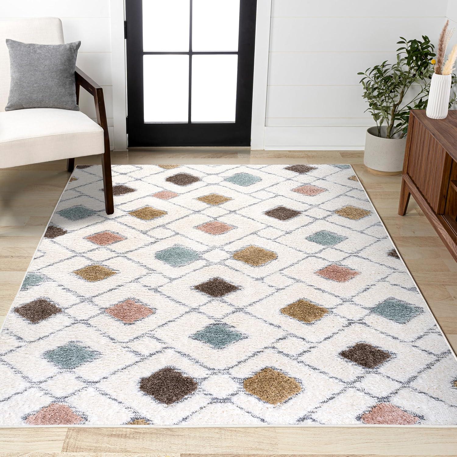 image:imageJONATHAN Y Trellis HighLow MultiCream Indoor Area Rug 3X5 ft Astrid Retro for Living Room Bedroom Kitchen Office EasyCleaning High Traffic PetFriendly NonShedding SNT103A3MultiCream