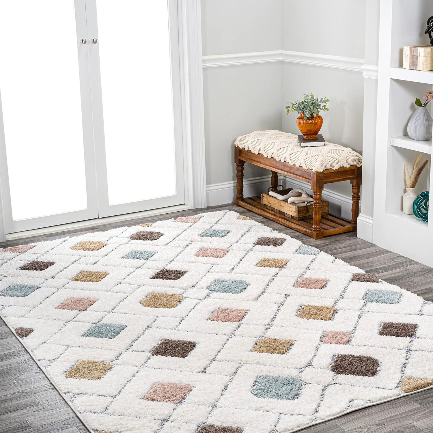 image:imageJONATHAN Y Trellis HighLow MultiCream Indoor Area Rug 3X5 ft Astrid Retro for Living Room Bedroom Kitchen Office EasyCleaning High Traffic PetFriendly NonShedding SNT103A3MultiCream