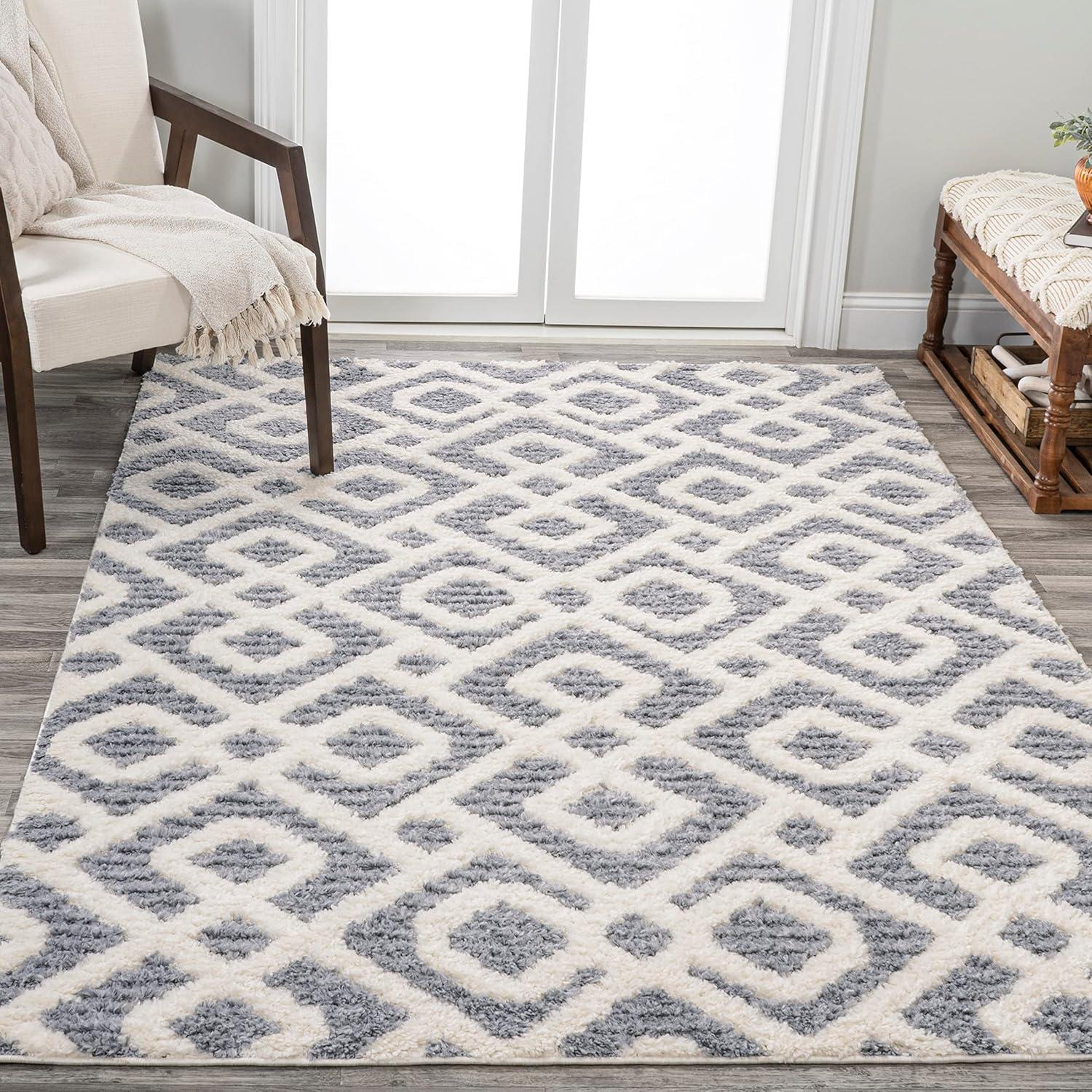 image:imageJONATHAN Y Trellis HighLow MultiCream Indoor Area Rug 3X5 ft Astrid Retro for Living Room Bedroom Kitchen Office EasyCleaning High Traffic PetFriendly NonShedding SNT103A3CreamGray