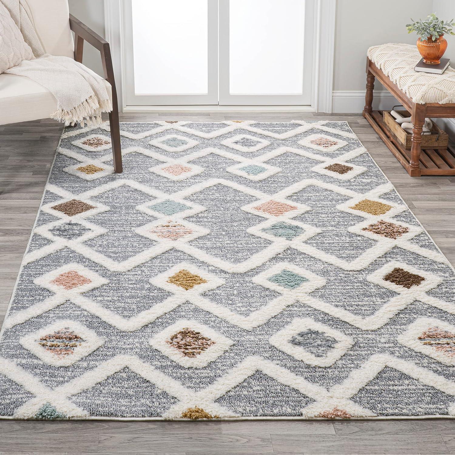 image:imageJONATHAN Y Trellis HighLow MultiGray Indoor Area Rug 3X5 ft Monique for Living Room Bedroom Kitchen Office EasyCleaning High Traffic PetFriendly NonShedding SNT104A3311 x 6 Rectangular