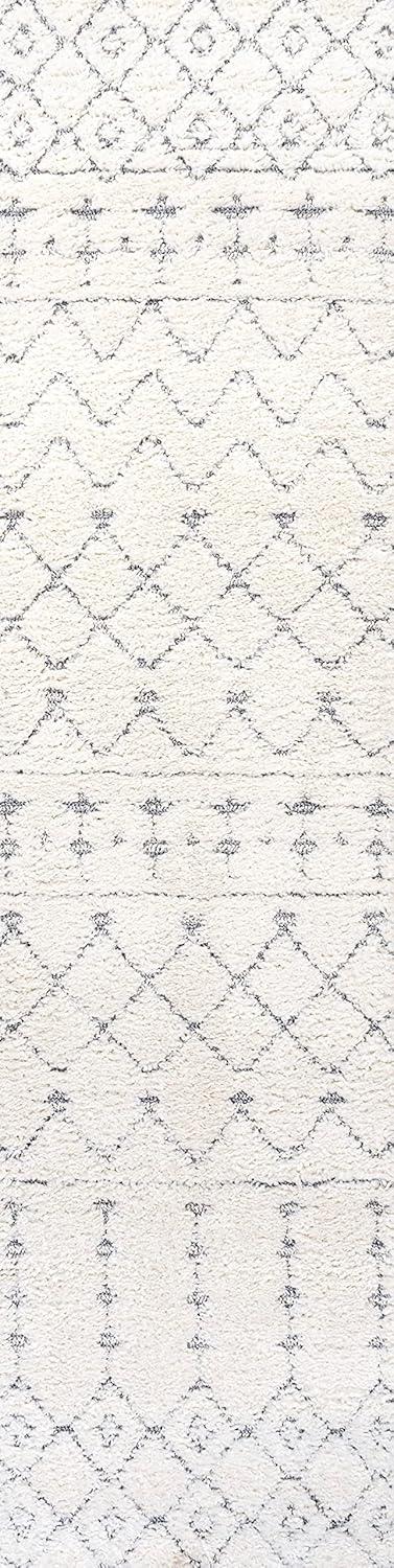 image:imageJONATHAN Y Trellis Plush Carved MultiCream Indoor Area Rug 3X5 ft Pia Moroccan HighLow for Living Room Bedroom Kitchen Office EasyCleaning High Traffic PetFriendly NonShedding SNT105A3CreamGray