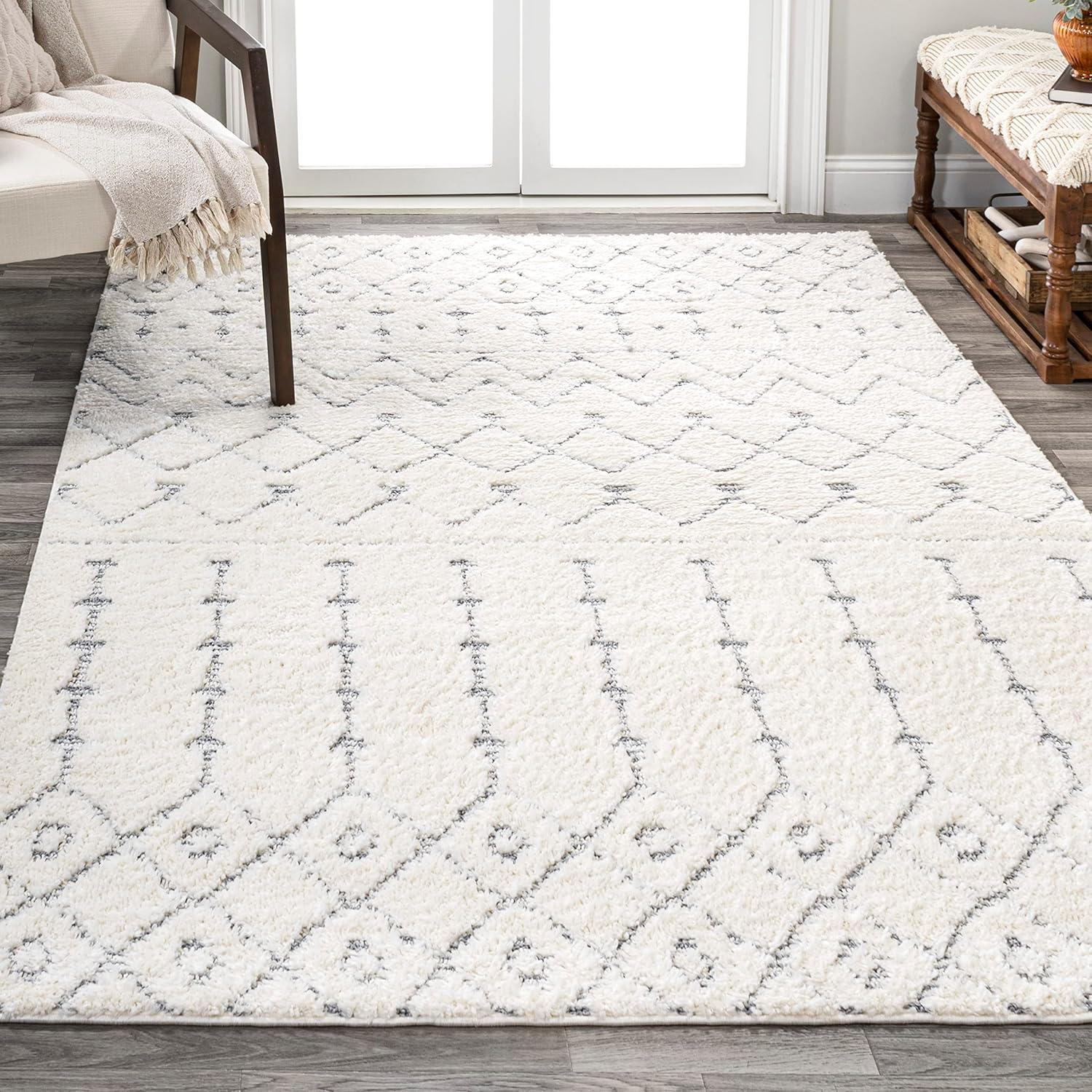 image:imageJONATHAN Y Trellis Plush Carved MultiCream Indoor Area Rug 3X5 ft Pia Moroccan HighLow for Living Room Bedroom Kitchen Office EasyCleaning High Traffic PetFriendly NonShedding SNT105A3CreamGray