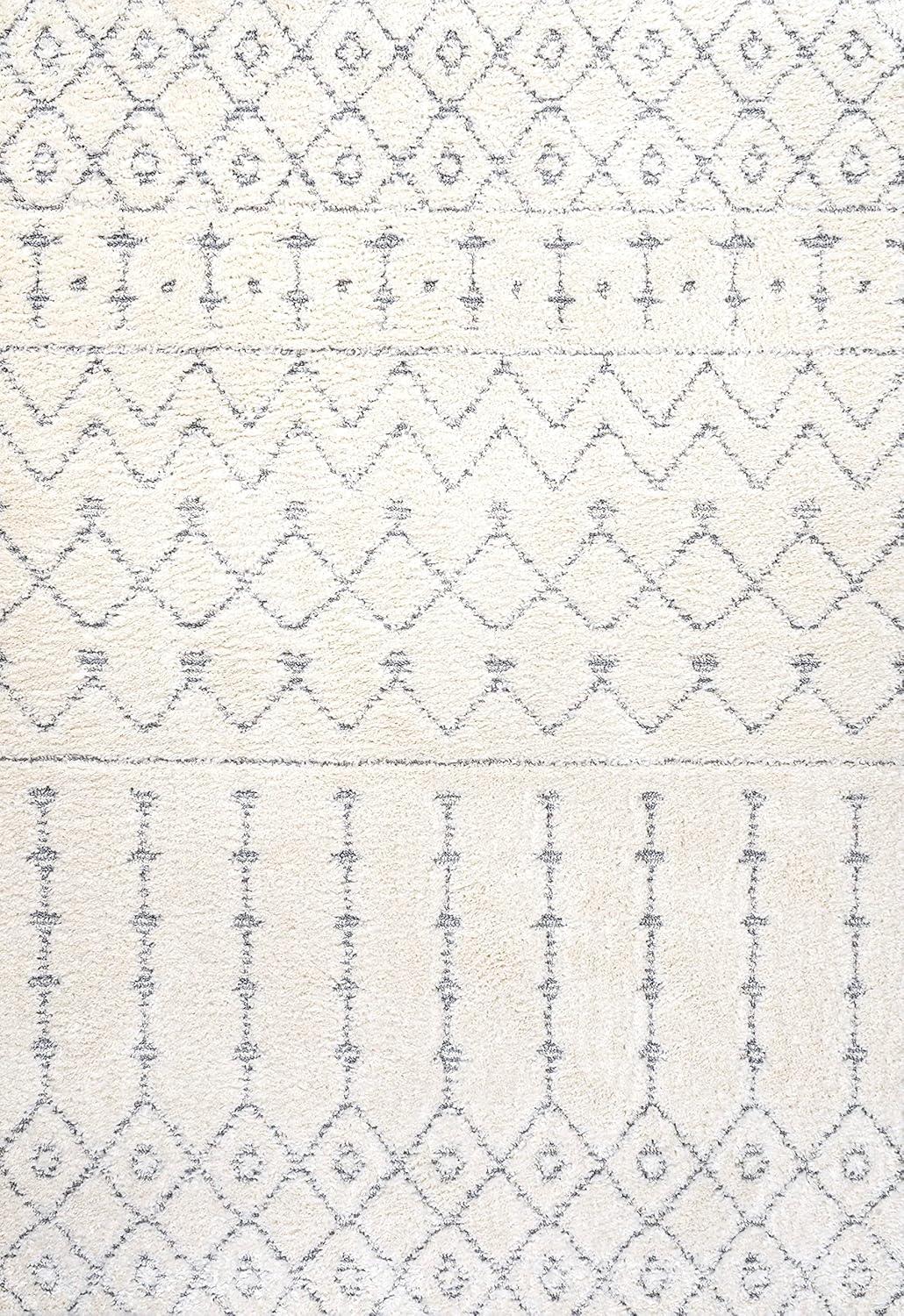 image:imageJONATHAN Y Trellis Plush Carved MultiCream Indoor Area Rug 3X5 ft Pia Moroccan HighLow for Living Room Bedroom Kitchen Office EasyCleaning High Traffic PetFriendly NonShedding SNT105A3CreamGray