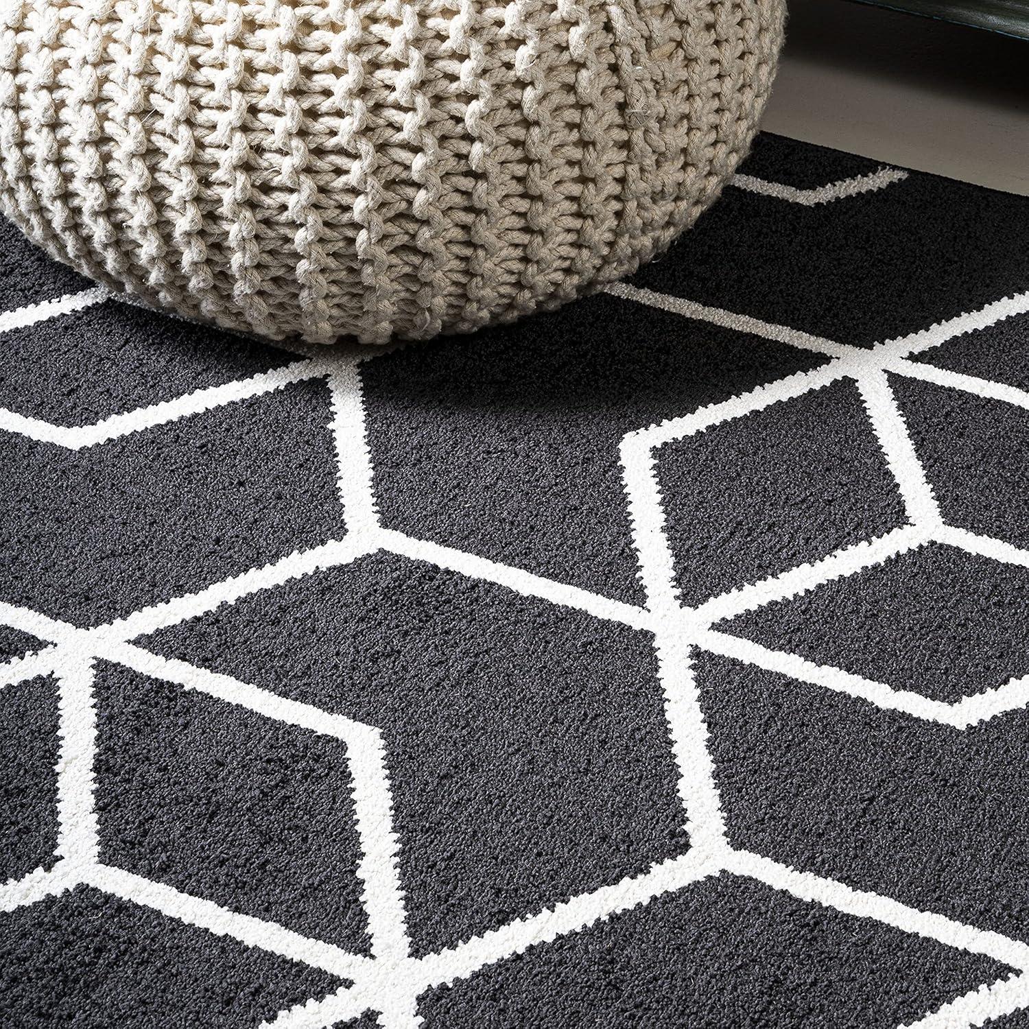 image:imageJONATHAN Y Tumbling Blocks Light BlueWhite Indoor Area Rug 3x5 ModernContemporaryGeometricCasual EasyCleaning for Living RoomBedroomKitchenPet FriendlyNonShedding SEU101C3BlackWhite