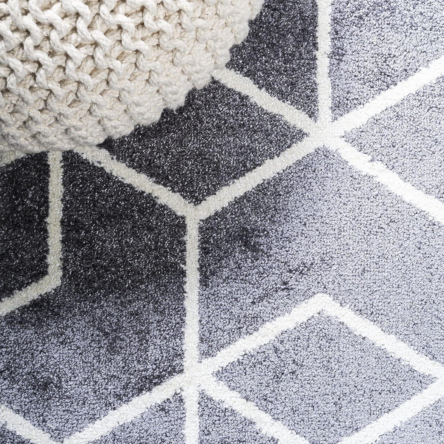 image:imageJONATHAN Y Tumbling Blocks Light BlueWhite Indoor Area Rug 3x5 ModernContemporaryGeometricCasual EasyCleaning for Living RoomBedroomKitchenPet FriendlyNonShedding SEU101C3GrayWhite