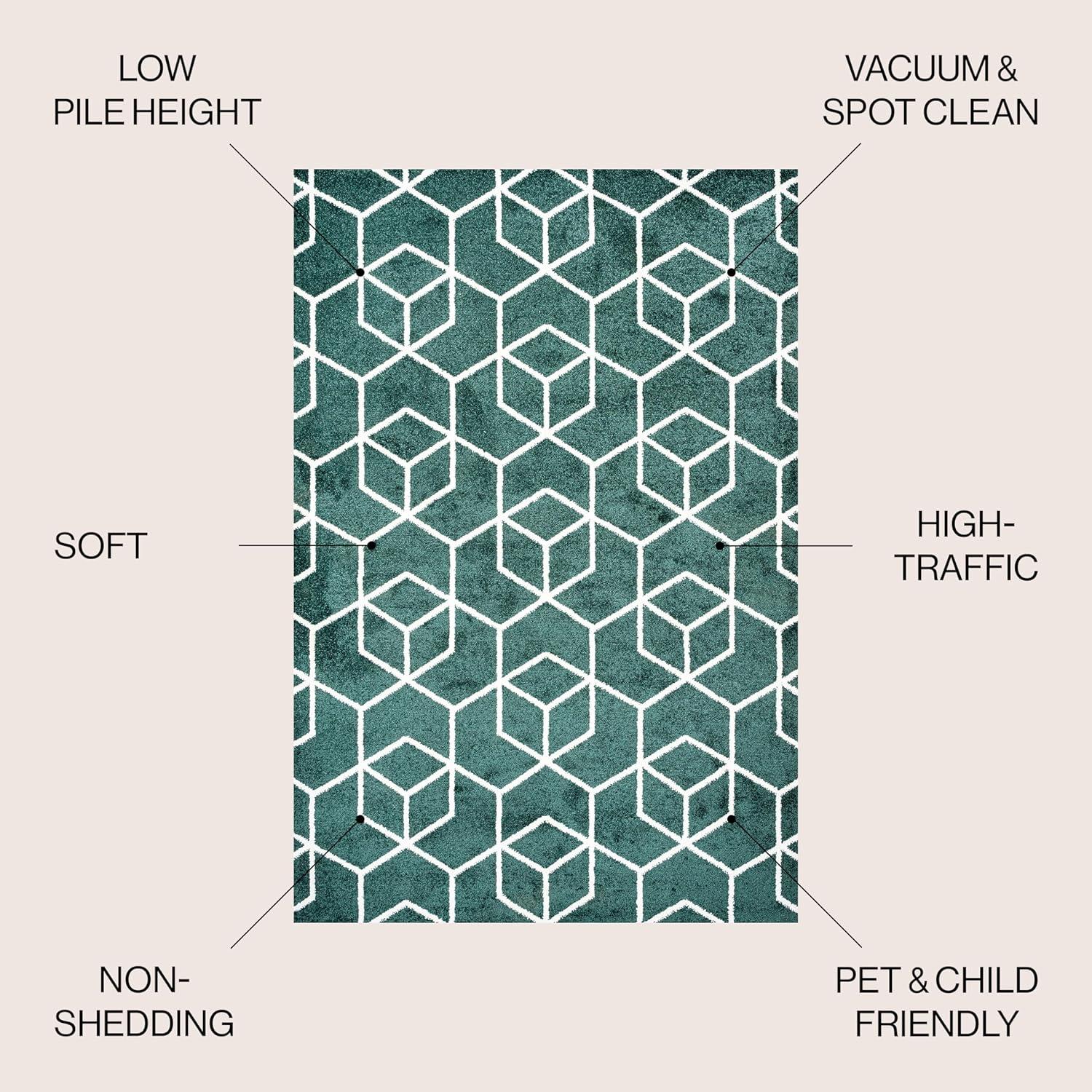 image:imageJONATHAN Y Tumbling Blocks Light BlueWhite Indoor Area Rug 3x5 ModernContemporaryGeometricCasual EasyCleaning for Living RoomBedroomKitchenPet FriendlyNonShedding SEU101C3GreenWhite