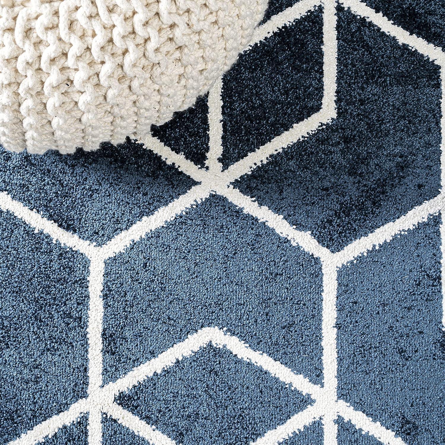 image:imageJONATHAN Y Tumbling Blocks Light BlueWhite Indoor Area Rug 3x5 ModernContemporaryGeometricCasual EasyCleaning for Living RoomBedroomKitchenPet FriendlyNonShedding SEU101C3NavyWhite
