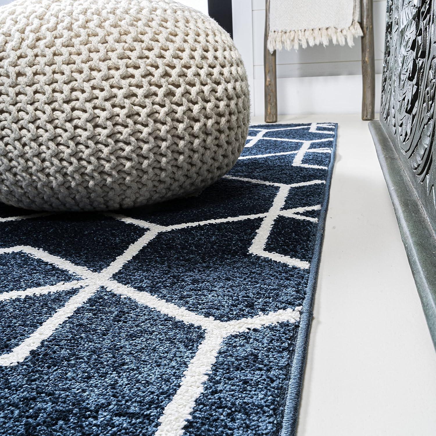 image:imageJONATHAN Y Tumbling Blocks Light BlueWhite Indoor Area Rug 3x5 ModernContemporaryGeometricCasual EasyCleaning for Living RoomBedroomKitchenPet FriendlyNonShedding SEU101C3NavyWhite
