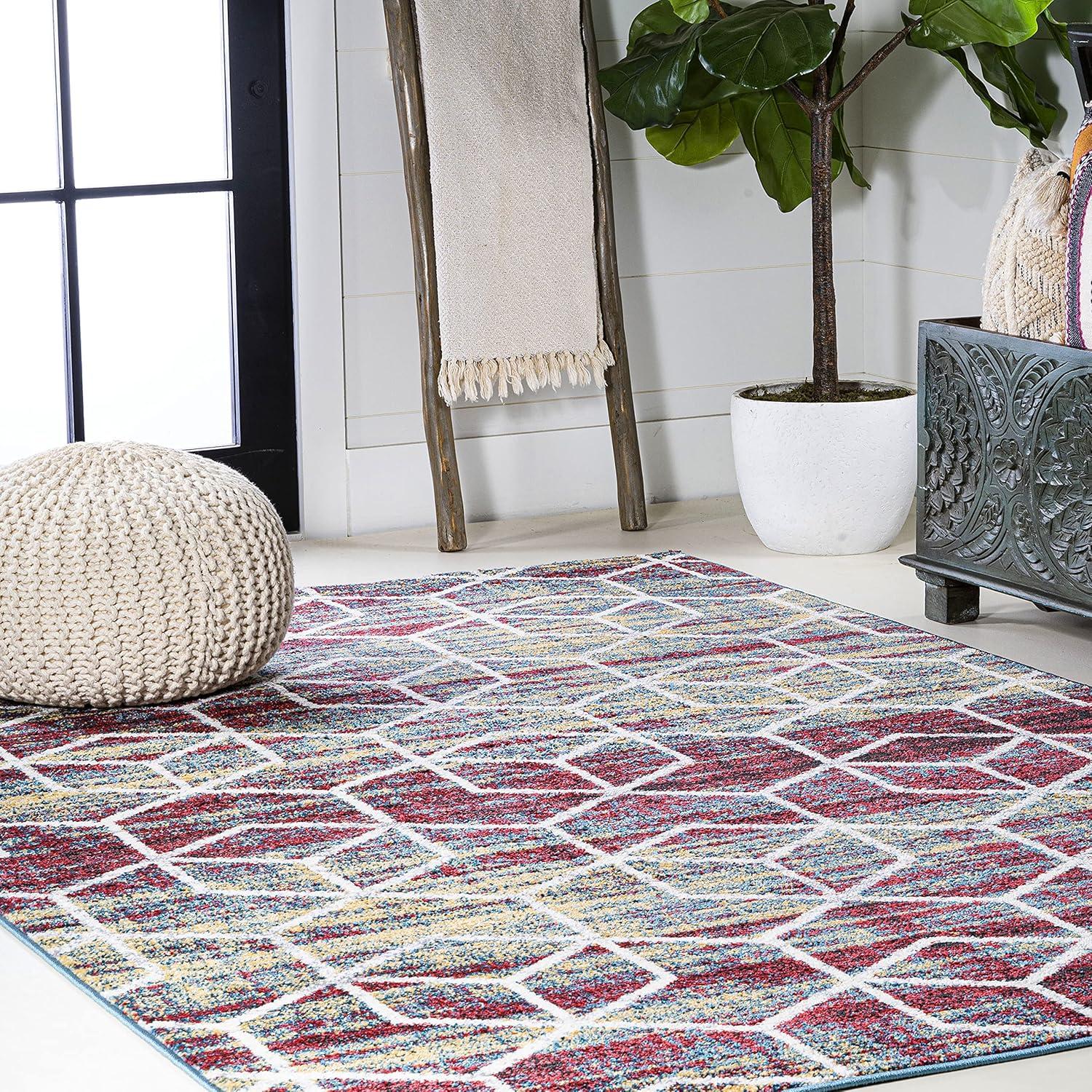 image:imageJONATHAN Y Tumbling Blocks Light BlueWhite Indoor Area Rug 3x5 ModernContemporaryGeometricCasual EasyCleaning for Living RoomBedroomKitchenPet FriendlyNonShedding SEU101C3MultiWhite