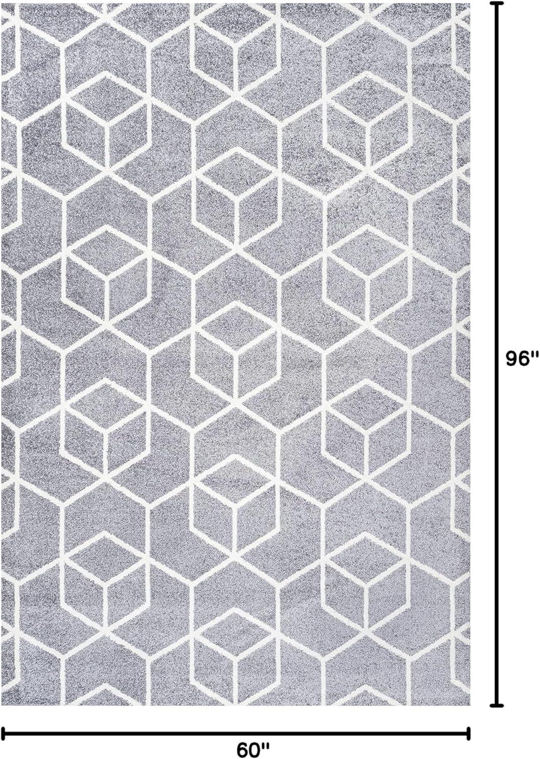 image:imageJONATHAN Y Tumbling Blocks Light BlueWhite Indoor Area Rug 3x5 ModernContemporaryGeometricCasual EasyCleaning for Living RoomBedroomKitchenPet FriendlyNonShedding SEU101C3GrayWhite