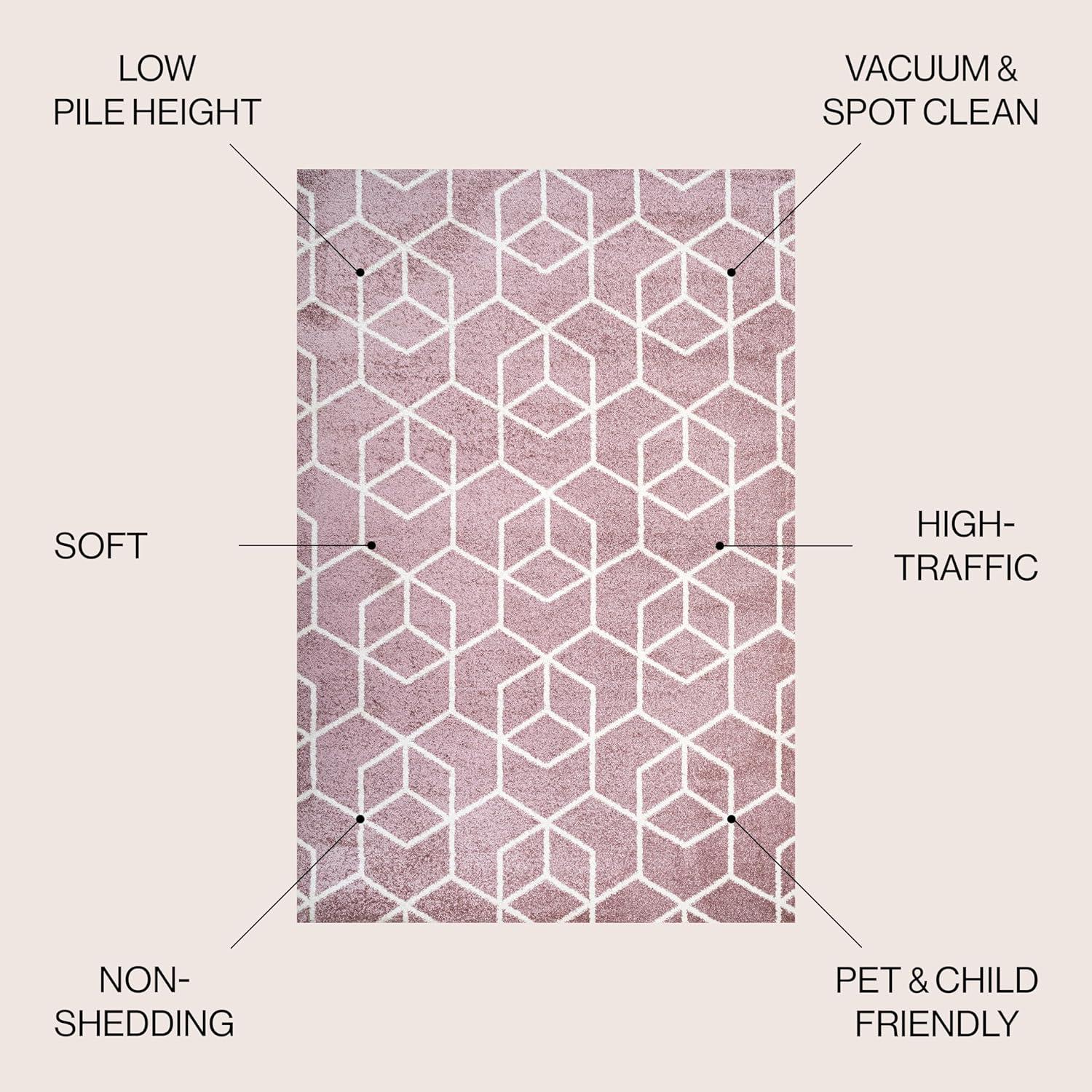 image:imageJONATHAN Y Tumbling Blocks Light BlueWhite Indoor Area Rug 3x5 ModernContemporaryGeometricCasual EasyCleaning for Living RoomBedroomKitchenPet FriendlyNonShedding SEU101C3RoseWhite