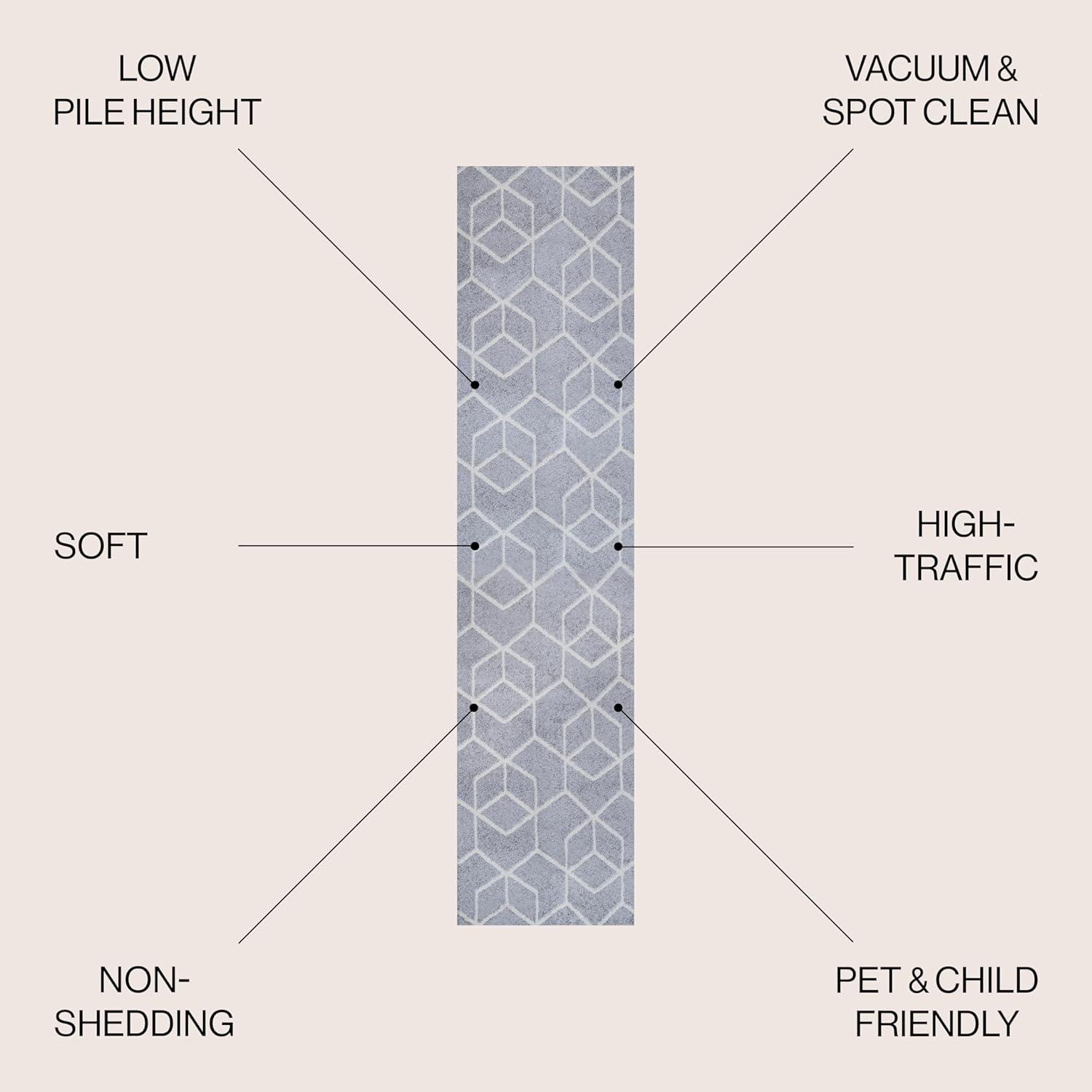 image:imageJONATHAN Y Tumbling Blocks Light BlueWhite Indoor Area Rug 3x5 ModernContemporaryGeometricCasual EasyCleaning for Living RoomBedroomKitchenPet FriendlyNonShedding SEU101C3Light GrayWhite