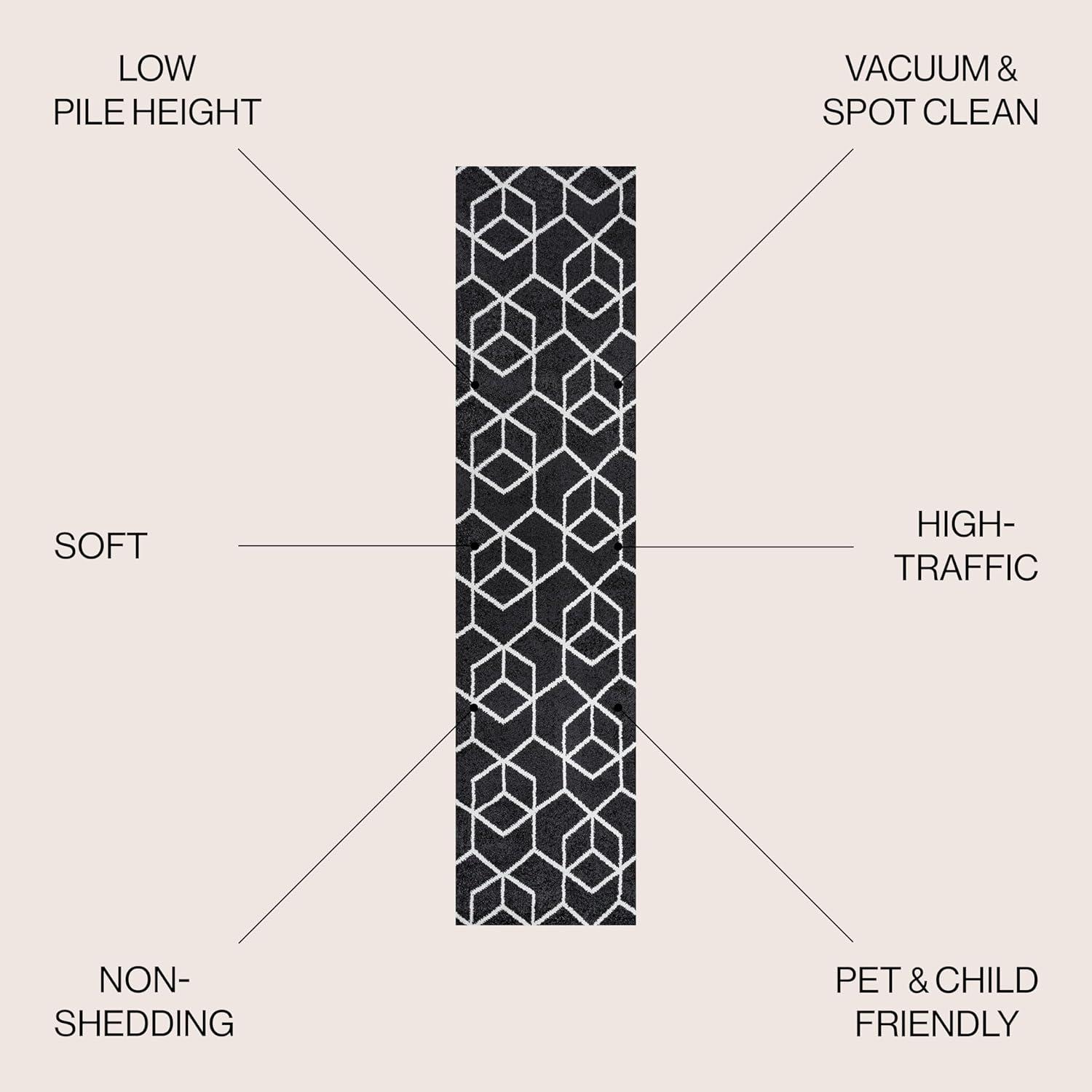 image:imageJONATHAN Y Tumbling Blocks Light BlueWhite Indoor Area Rug 3x5 ModernContemporaryGeometricCasual EasyCleaning for Living RoomBedroomKitchenPet FriendlyNonShedding SEU101C3BlackWhite