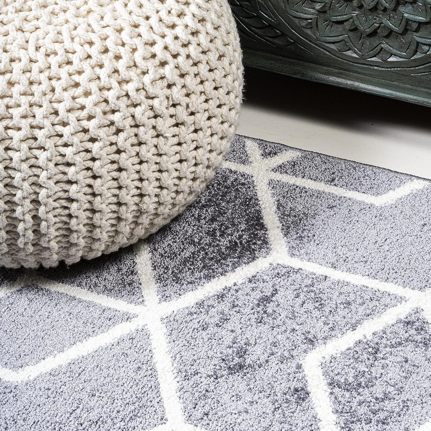 image:imageJONATHAN Y Tumbling Blocks Light BlueWhite Indoor Area Rug 3x5 ModernContemporaryGeometricCasual EasyCleaning for Living RoomBedroomKitchenPet FriendlyNonShedding SEU101C3GrayWhite