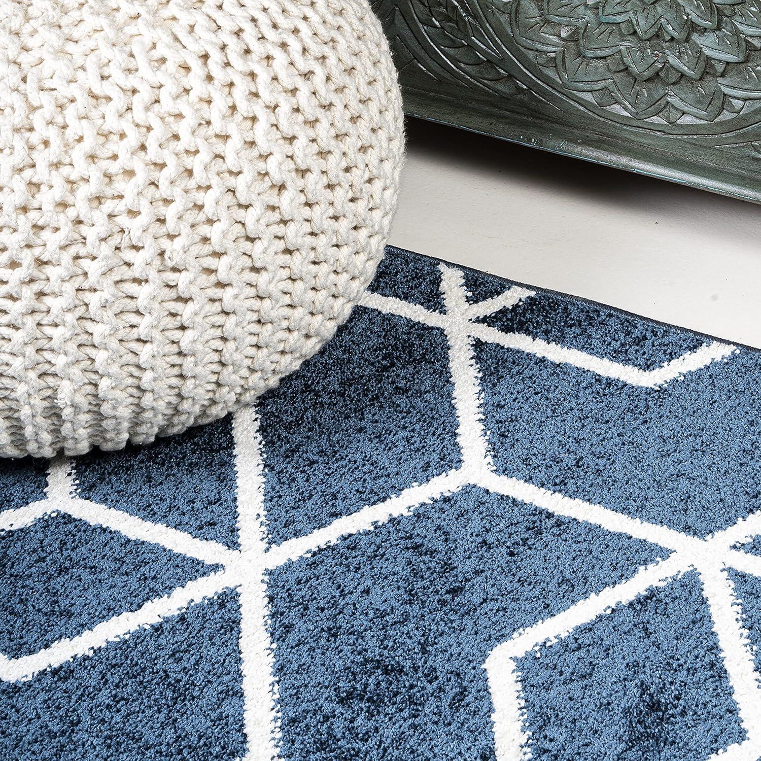 image:imageJONATHAN Y Tumbling Blocks Light BlueWhite Indoor Area Rug 3x5 ModernContemporaryGeometricCasual EasyCleaning for Living RoomBedroomKitchenPet FriendlyNonShedding SEU101C3NavyWhite