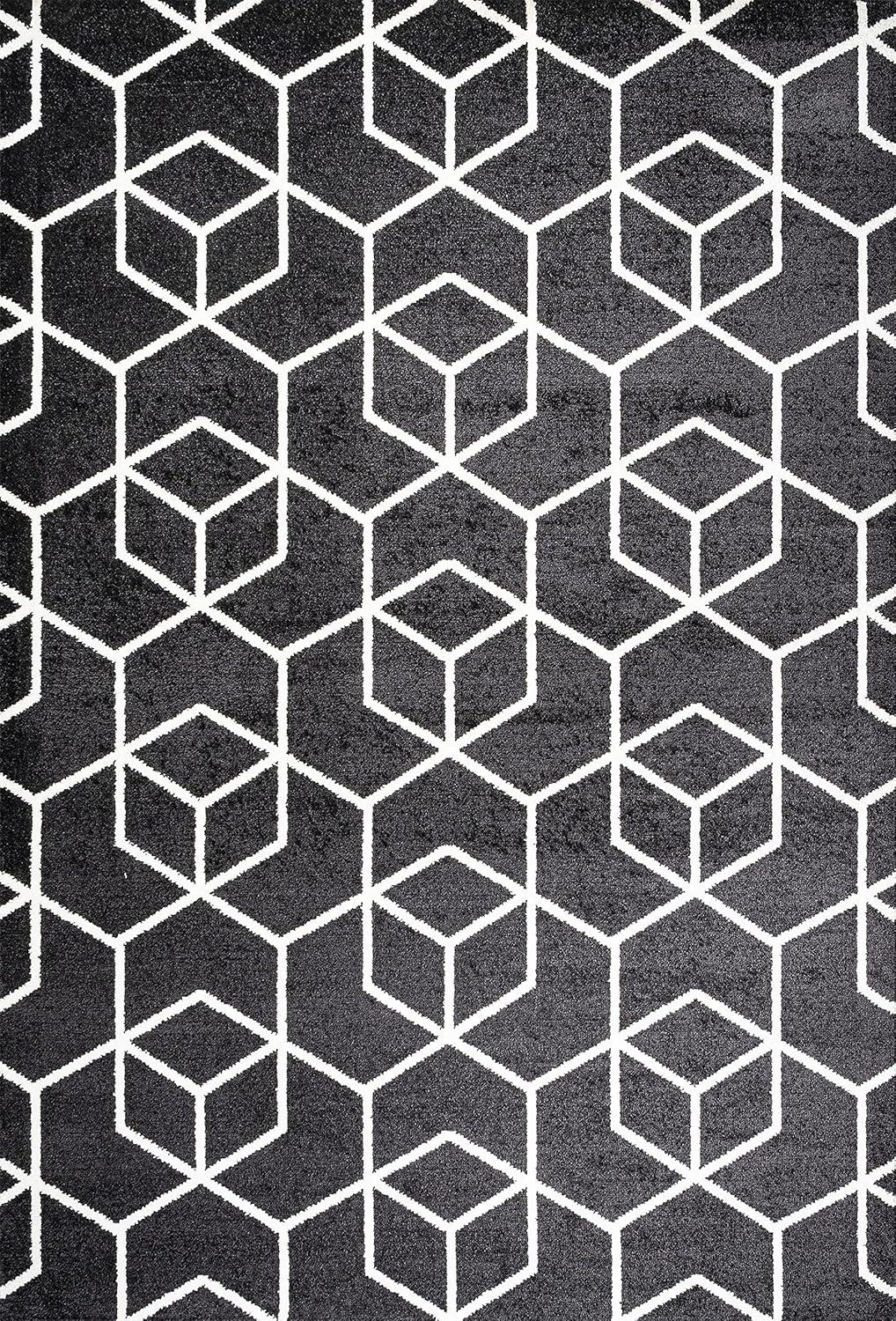 image:imageJONATHAN Y Tumbling Blocks Light BlueWhite Indoor Area Rug 3x5 ModernContemporaryGeometricCasual EasyCleaning for Living RoomBedroomKitchenPet FriendlyNonShedding SEU101C3BlackWhite