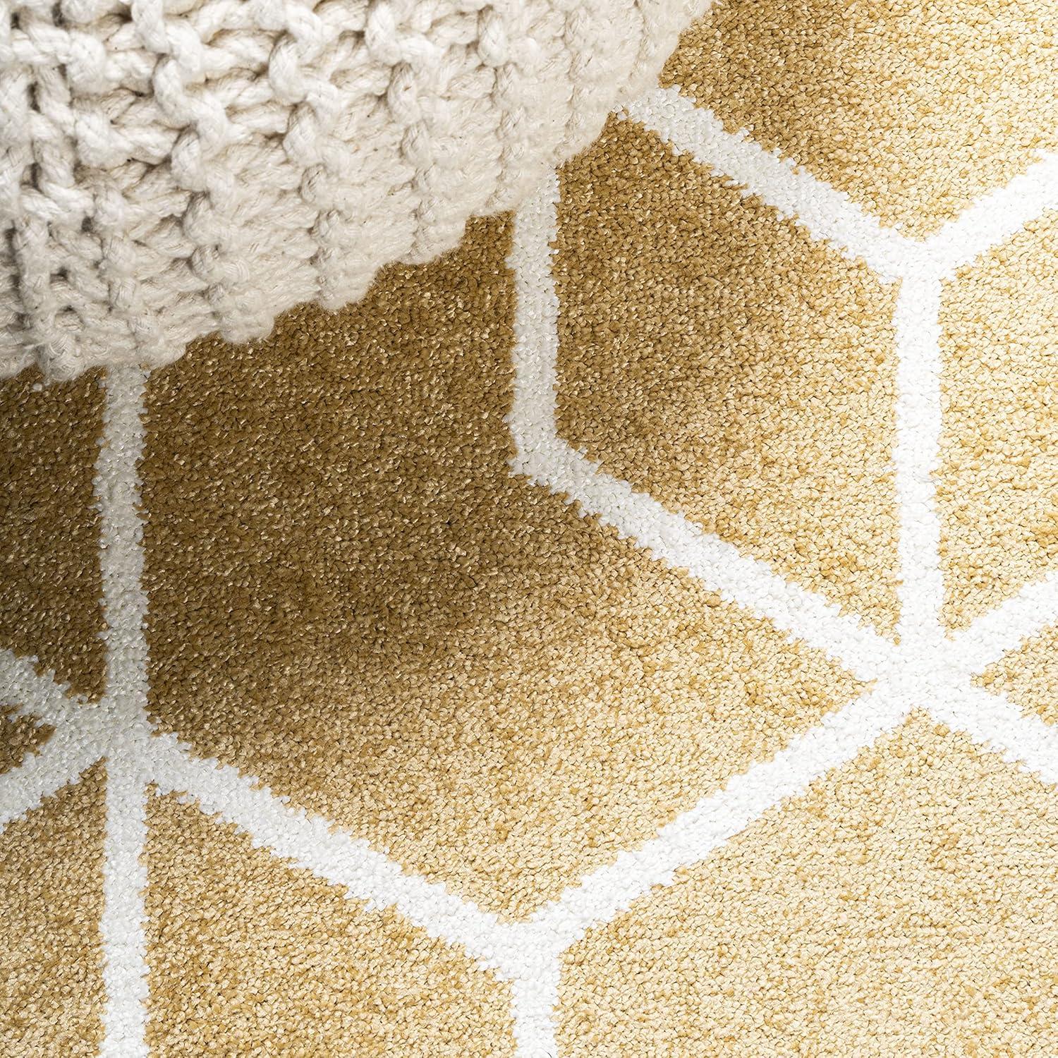 image:imageJONATHAN Y Tumbling Blocks Light BlueWhite Indoor Area Rug 3x5 ModernContemporaryGeometricCasual EasyCleaning for Living RoomBedroomKitchenPet FriendlyNonShedding SEU101C3GoldWhite