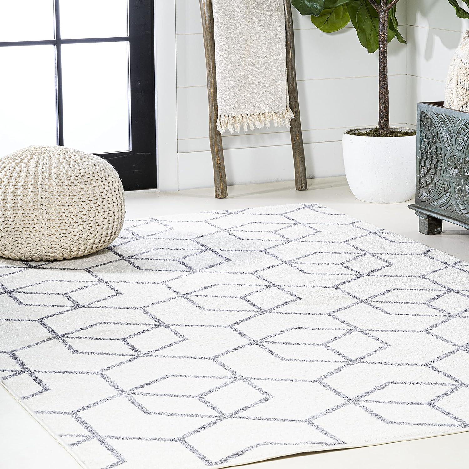 image:imageJONATHAN Y Tumbling Blocks Light BlueWhite Indoor Area Rug 3x5 ModernContemporaryGeometricCasual EasyCleaning for Living RoomBedroomKitchenPet FriendlyNonShedding SEU101C3WhiteGray