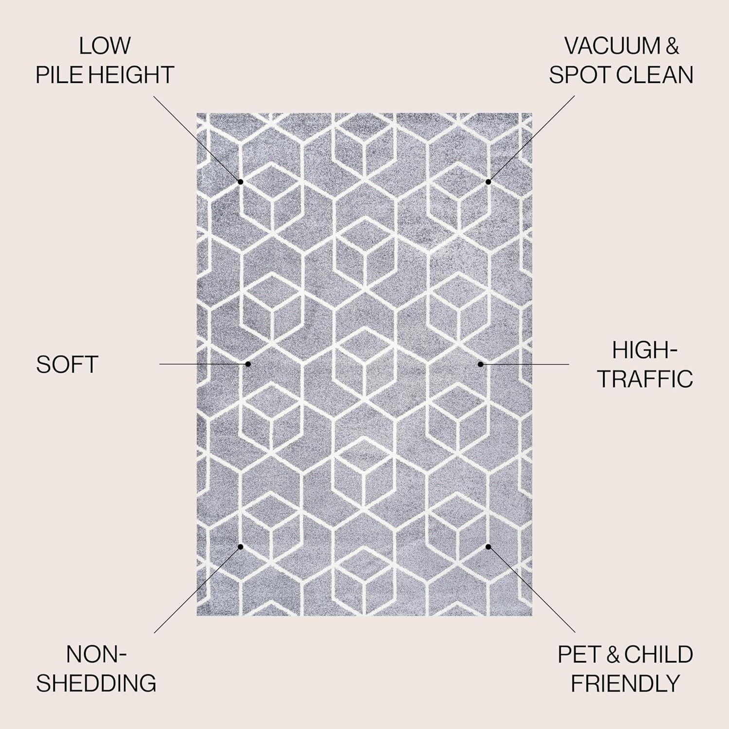 image:imageJONATHAN Y Tumbling Blocks Light BlueWhite Indoor Area Rug 3x5 ModernContemporaryGeometricCasual EasyCleaning for Living RoomBedroomKitchenPet FriendlyNonShedding SEU101C3GrayWhite