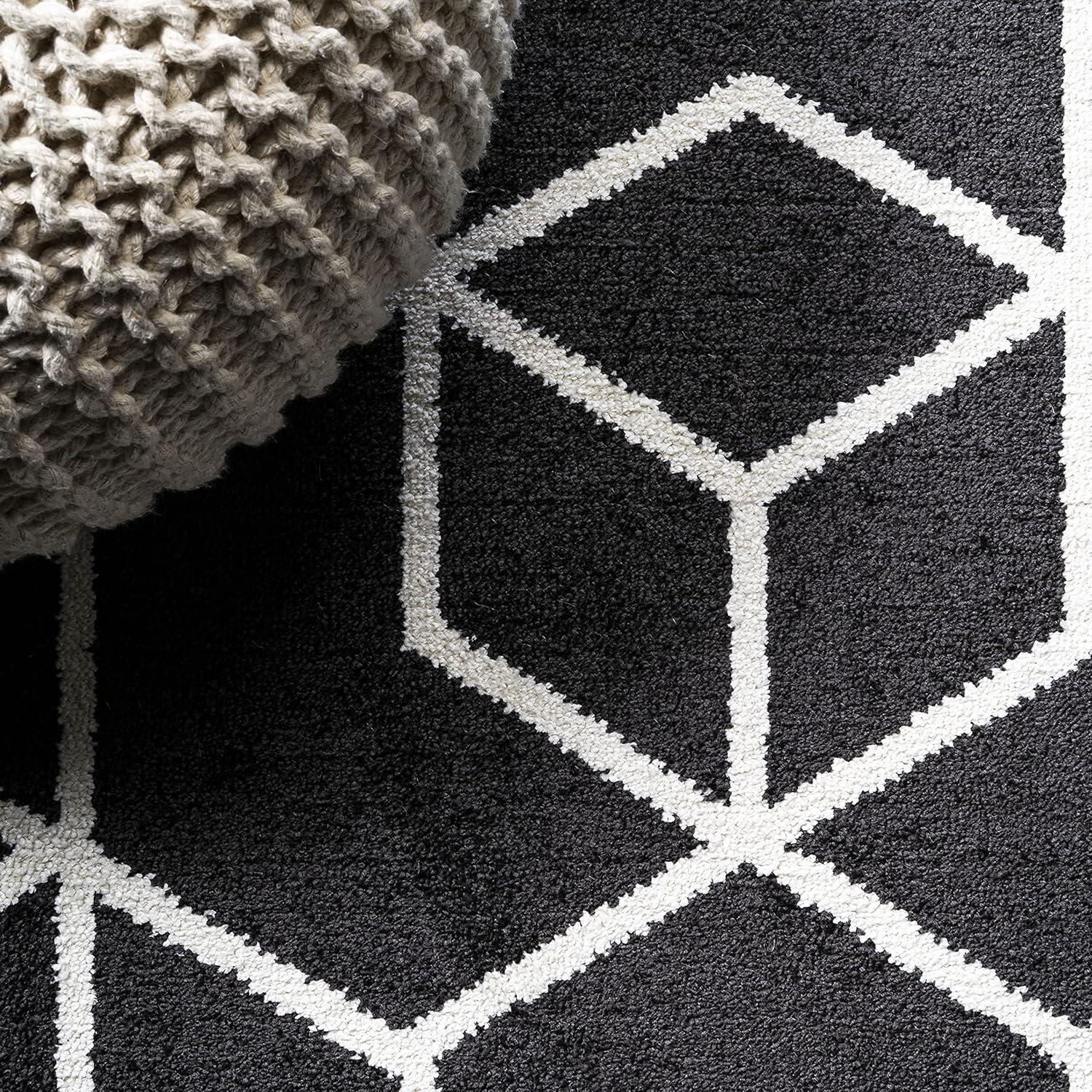 image:imageJONATHAN Y Tumbling Blocks Light BlueWhite Indoor Area Rug 3x5 ModernContemporaryGeometricCasual EasyCleaning for Living RoomBedroomKitchenPet FriendlyNonShedding SEU101C3BlackWhite