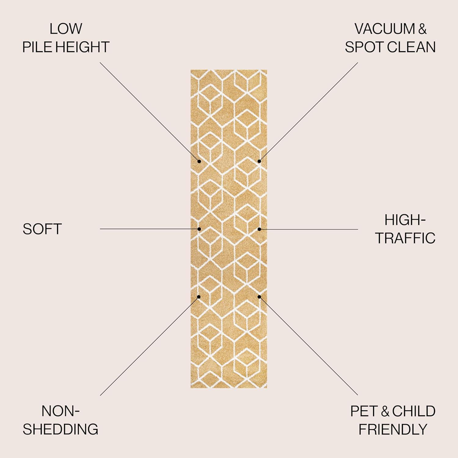 image:imageJONATHAN Y Tumbling Blocks Light BlueWhite Indoor Area Rug 3x5 ModernContemporaryGeometricCasual EasyCleaning for Living RoomBedroomKitchenPet FriendlyNonShedding SEU101C3GoldWhite