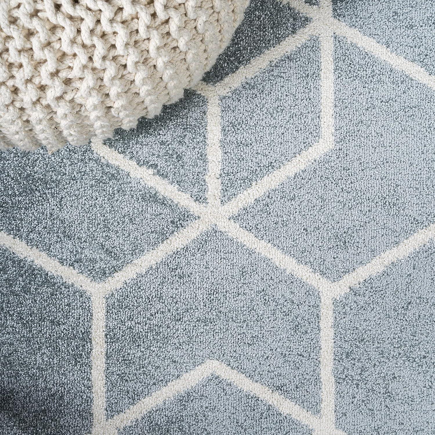 image:imageJONATHAN Y Tumbling Blocks Light BlueWhite Indoor Area Rug 3x5 ModernContemporaryGeometricCasual EasyCleaning for Living RoomBedroomKitchenPet FriendlyNonShedding SEU101C3Light BlueWhite