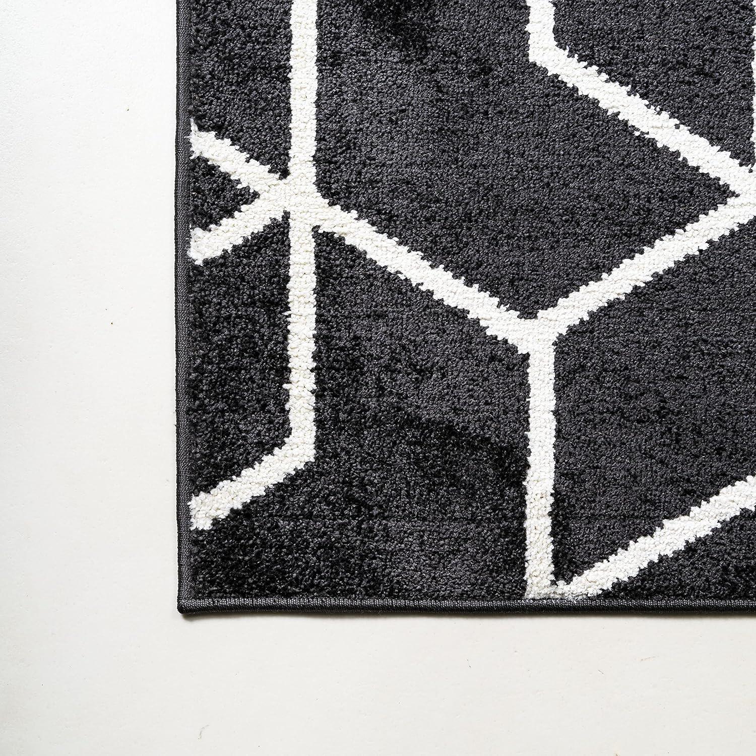 image:imageJONATHAN Y Tumbling Blocks Light BlueWhite Indoor Area Rug 3x5 ModernContemporaryGeometricCasual EasyCleaning for Living RoomBedroomKitchenPet FriendlyNonShedding SEU101C3BlackWhite