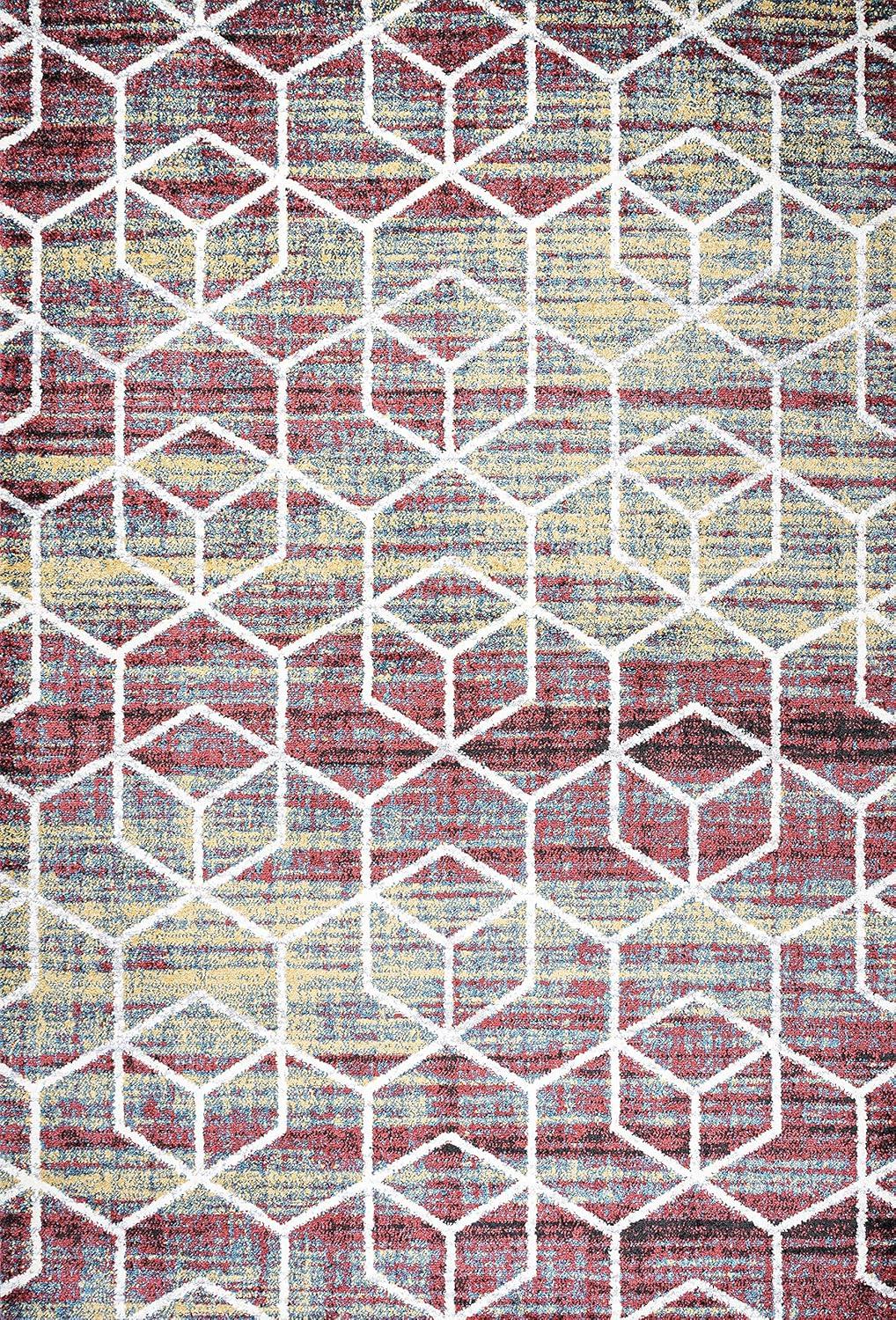 image:imageJONATHAN Y Tumbling Blocks Light BlueWhite Indoor Area Rug 3x5 ModernContemporaryGeometricCasual EasyCleaning for Living RoomBedroomKitchenPet FriendlyNonShedding SEU101C3MultiWhite