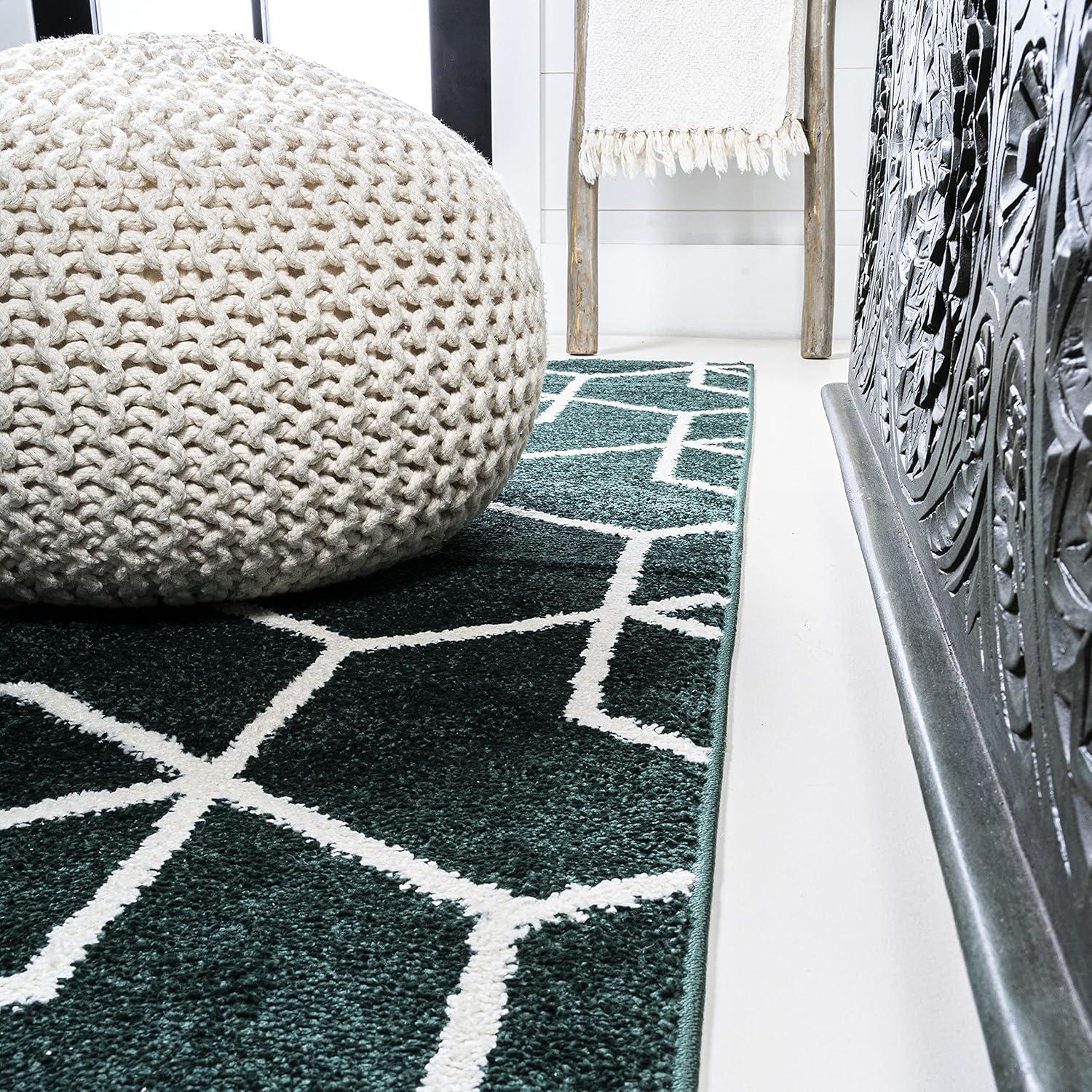 image:imageJONATHAN Y Tumbling Blocks Light BlueWhite Indoor Area Rug 3x5 ModernContemporaryGeometricCasual EasyCleaning for Living RoomBedroomKitchenPet FriendlyNonShedding SEU101C3GreenWhite