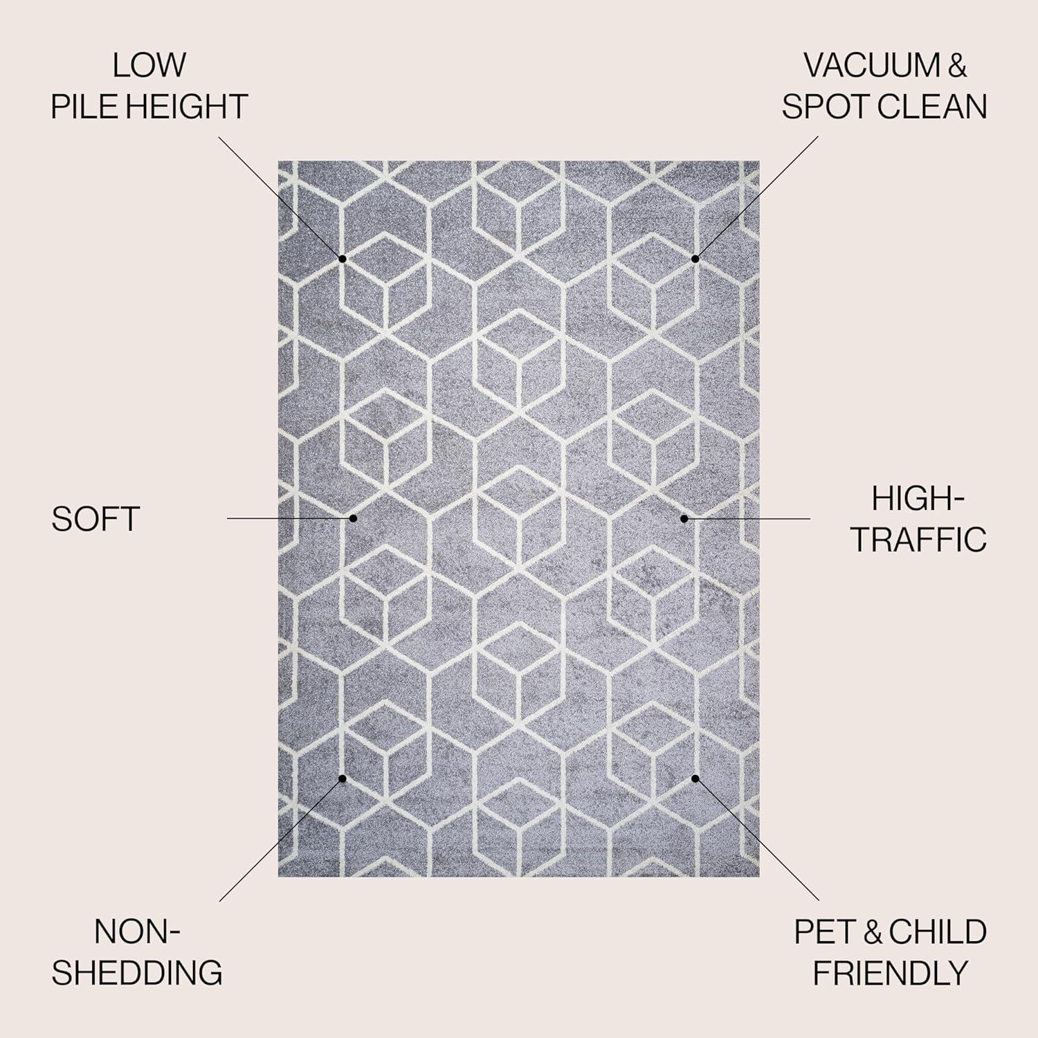image:imageJONATHAN Y Tumbling Blocks Light BlueWhite Indoor Area Rug 3x5 ModernContemporaryGeometricCasual EasyCleaning for Living RoomBedroomKitchenPet FriendlyNonShedding SEU101C3Light GrayWhite