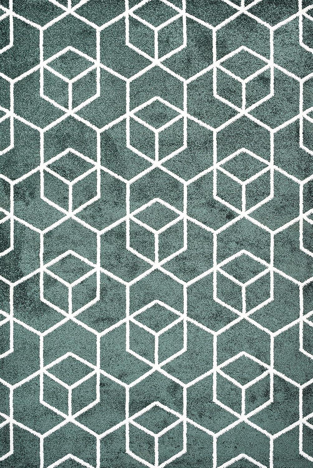 image:imageJONATHAN Y Tumbling Blocks Light BlueWhite Indoor Area Rug 3x5 ModernContemporaryGeometricCasual EasyCleaning for Living RoomBedroomKitchenPet FriendlyNonShedding SEU101C3GreenWhite