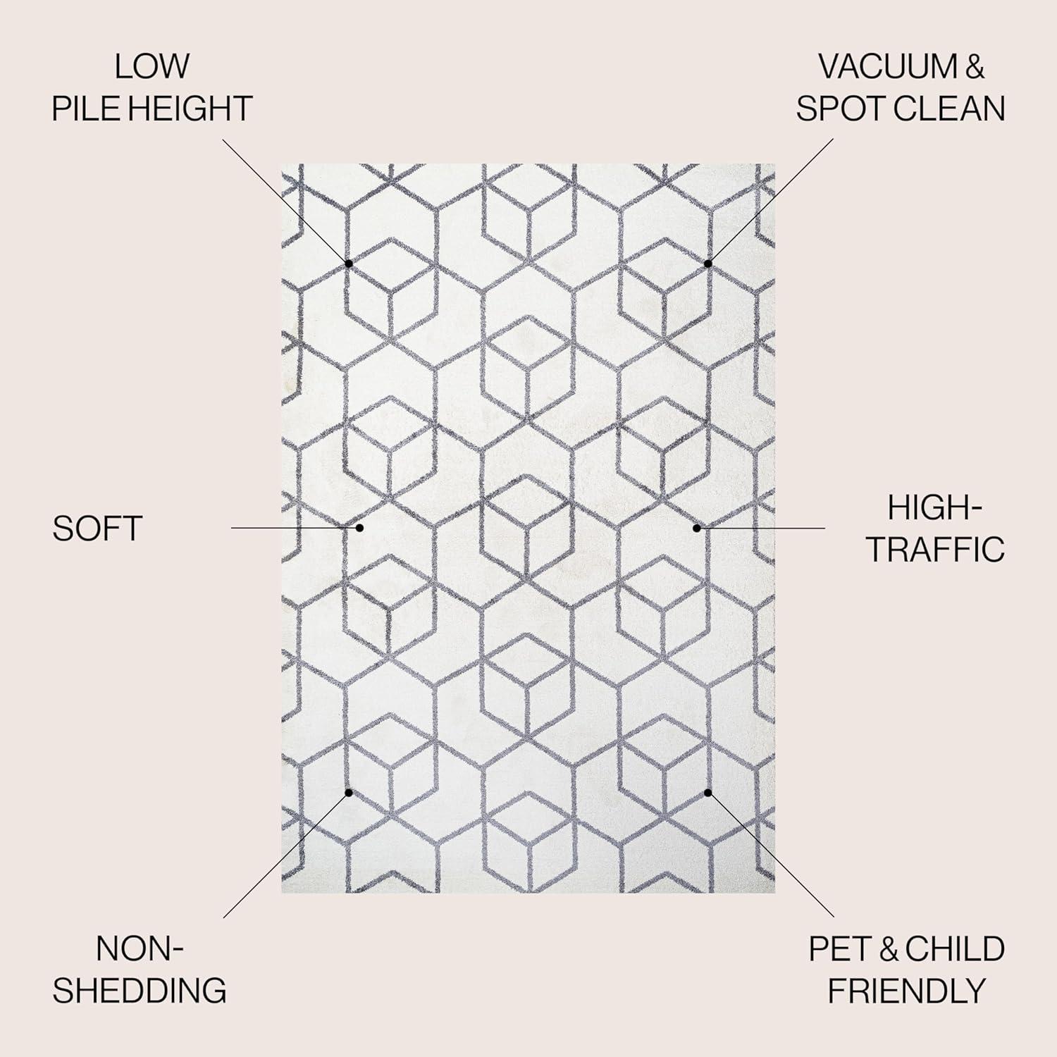 image:imageJONATHAN Y Tumbling Blocks Light BlueWhite Indoor Area Rug 3x5 ModernContemporaryGeometricCasual EasyCleaning for Living RoomBedroomKitchenPet FriendlyNonShedding SEU101C3WhiteGray