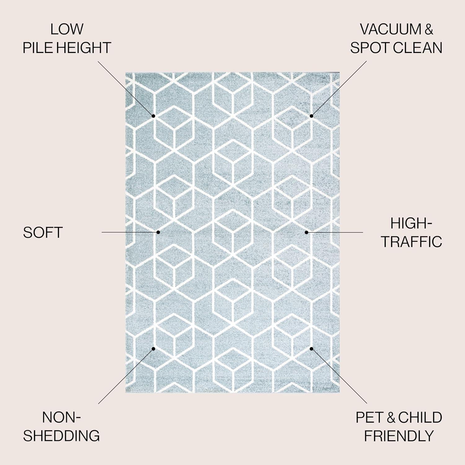 image:imageJONATHAN Y Tumbling Blocks Light BlueWhite Indoor Area Rug 3x5 ModernContemporaryGeometricCasual EasyCleaning for Living RoomBedroomKitchenPet FriendlyNonShedding SEU101C3Light BlueWhite