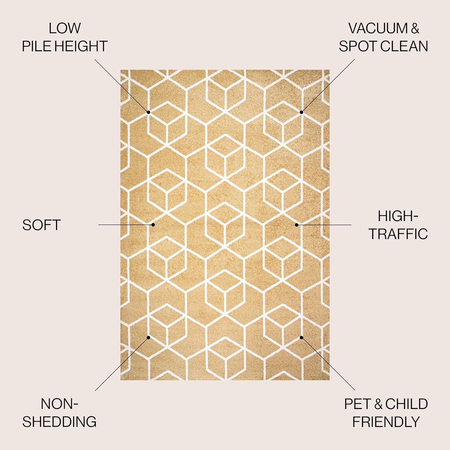 image:imageJONATHAN Y Tumbling Blocks Light BlueWhite Indoor Area Rug 3x5 ModernContemporaryGeometricCasual EasyCleaning for Living RoomBedroomKitchenPet FriendlyNonShedding SEU101C3GoldWhite