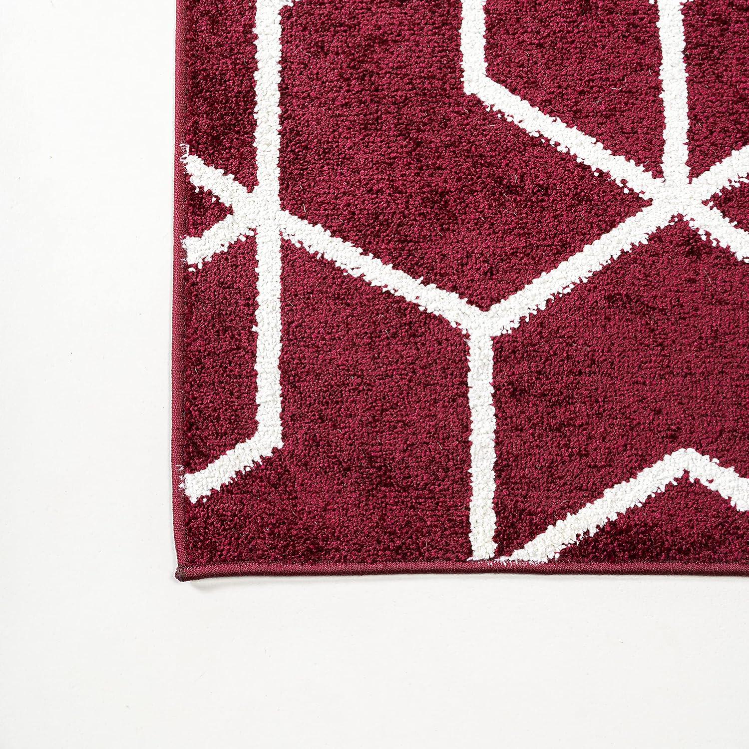 image:imageJONATHAN Y Tumbling Blocks Light BlueWhite Indoor Area Rug 3x5 ModernContemporaryGeometricCasual EasyCleaning for Living RoomBedroomKitchenPet FriendlyNonShedding SEU101C3RedWhite