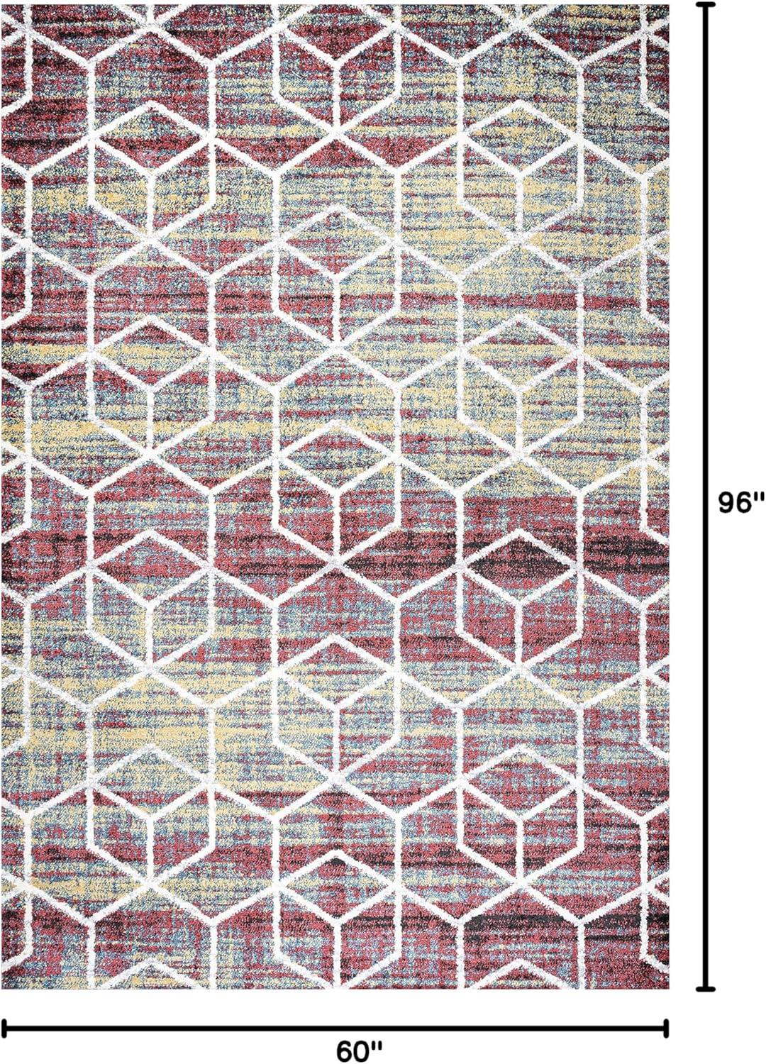 image:imageJONATHAN Y Tumbling Blocks Light BlueWhite Indoor Area Rug 3x5 ModernContemporaryGeometricCasual EasyCleaning for Living RoomBedroomKitchenPet FriendlyNonShedding SEU101C3MultiWhite