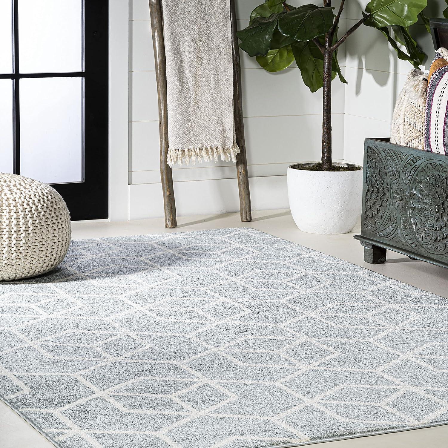 image:imageJONATHAN Y Tumbling Blocks Light BlueWhite Indoor Area Rug 3x5 ModernContemporaryGeometricCasual EasyCleaning for Living RoomBedroomKitchenPet FriendlyNonShedding SEU101C3Light BlueWhite