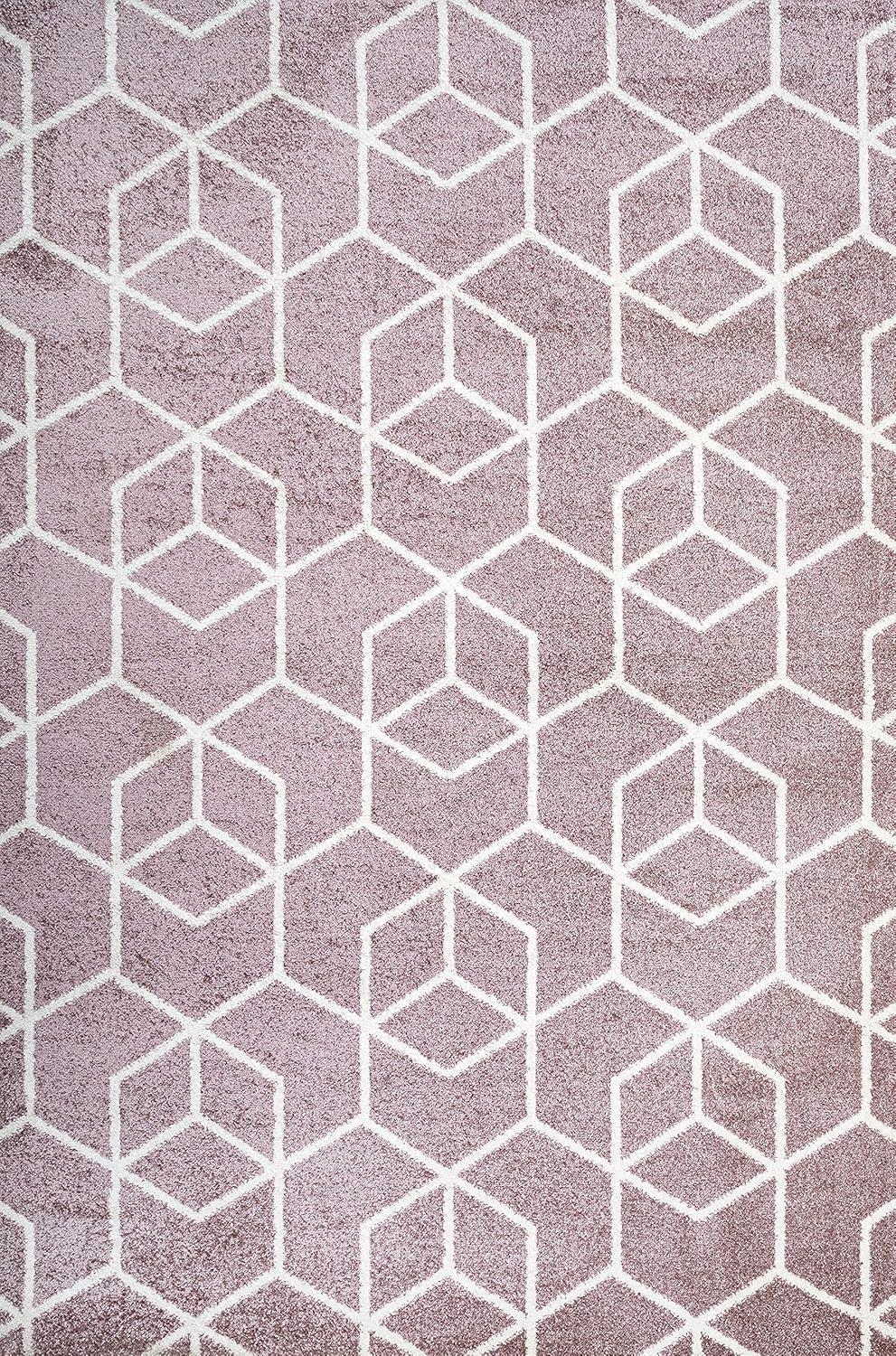 image:imageJONATHAN Y Tumbling Blocks Light BlueWhite Indoor Area Rug 3x5 ModernContemporaryGeometricCasual EasyCleaning for Living RoomBedroomKitchenPet FriendlyNonShedding SEU101C3RoseWhite