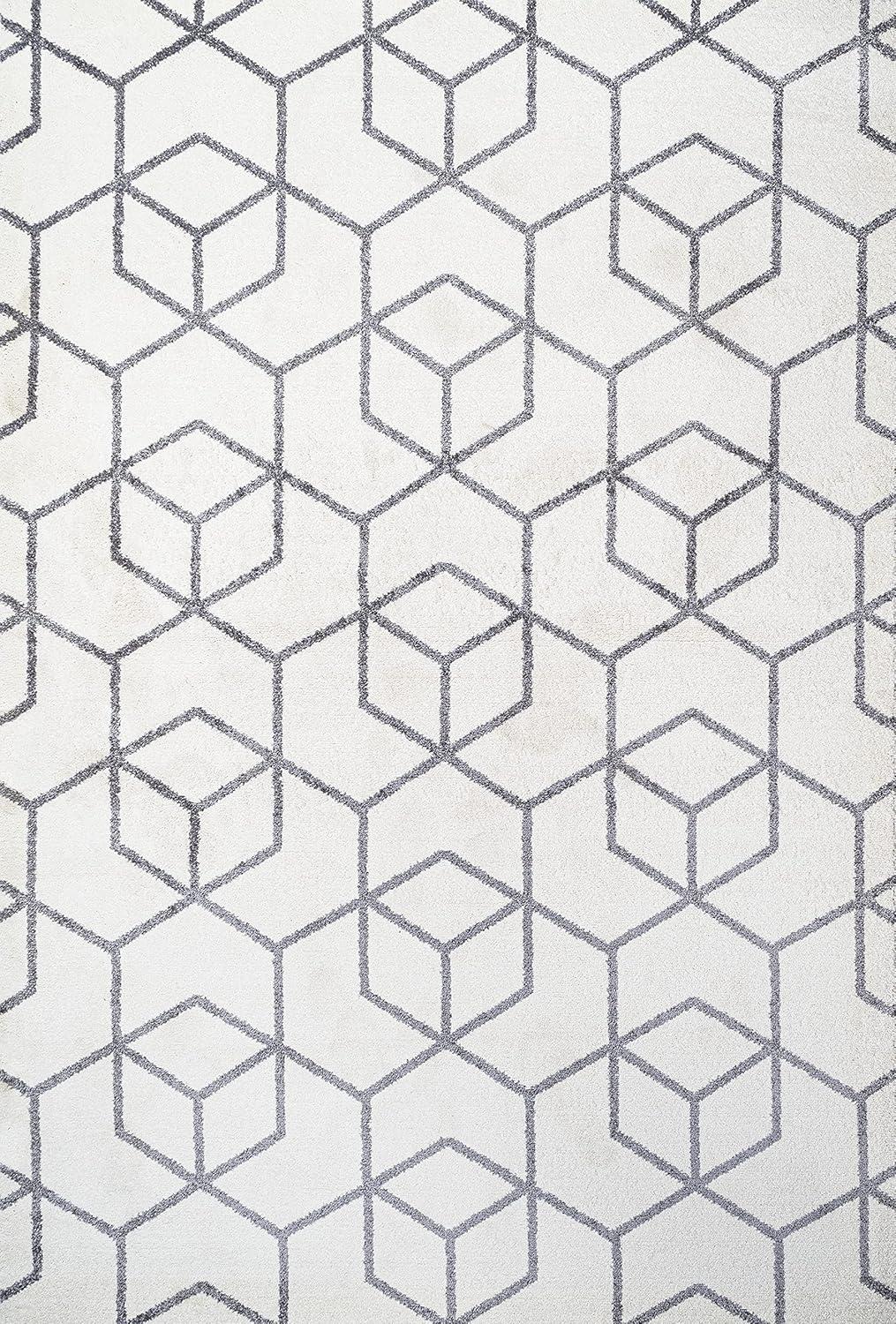 image:imageJONATHAN Y Tumbling Blocks Light BlueWhite Indoor Area Rug 3x5 ModernContemporaryGeometricCasual EasyCleaning for Living RoomBedroomKitchenPet FriendlyNonShedding SEU101C3WhiteGray