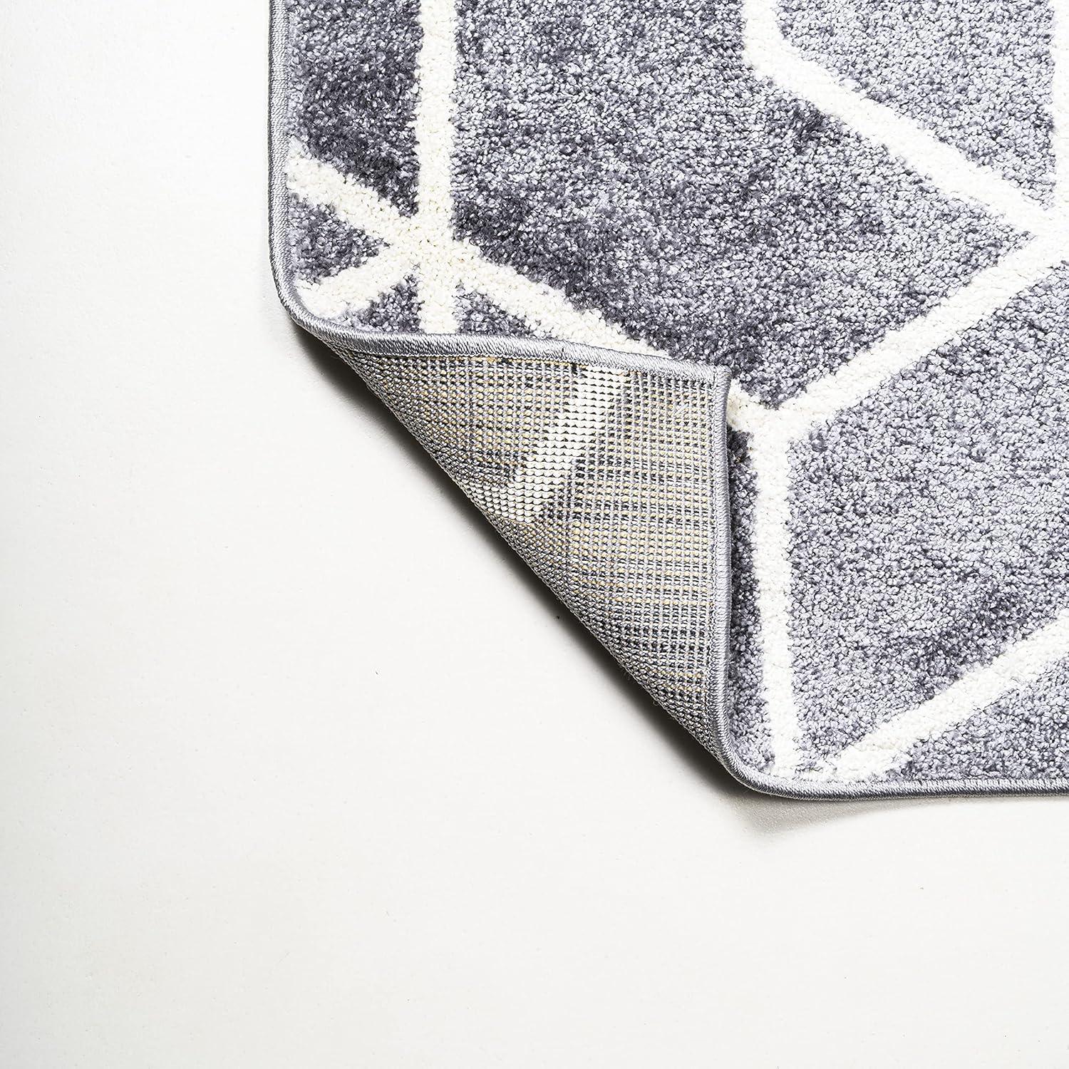 image:imageJONATHAN Y Tumbling Blocks Light BlueWhite Indoor Area Rug 3x5 ModernContemporaryGeometricCasual EasyCleaning for Living RoomBedroomKitchenPet FriendlyNonShedding SEU101C3GrayWhite
