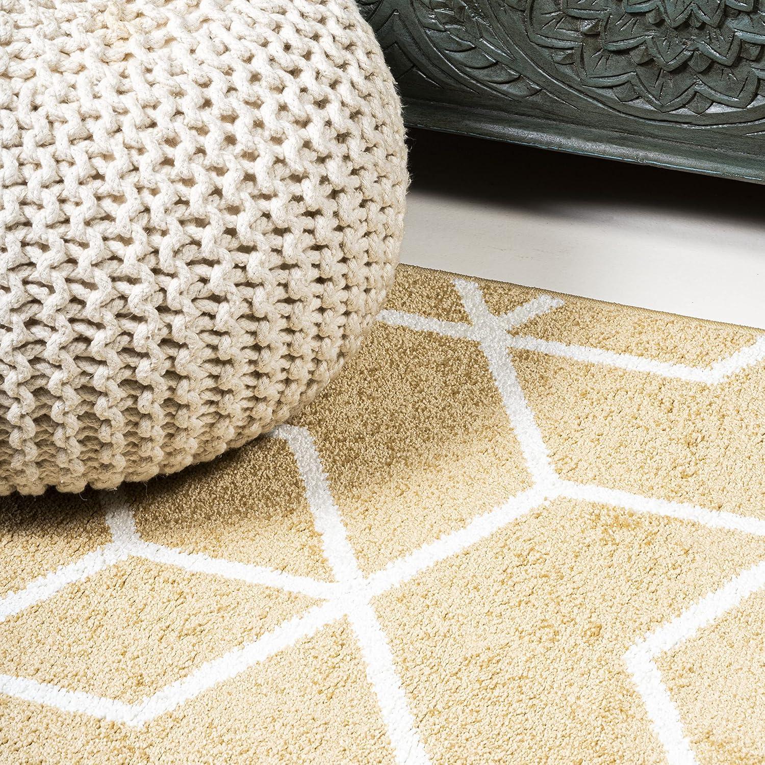 image:imageJONATHAN Y Tumbling Blocks Light BlueWhite Indoor Area Rug 3x5 ModernContemporaryGeometricCasual EasyCleaning for Living RoomBedroomKitchenPet FriendlyNonShedding SEU101C3GoldWhite