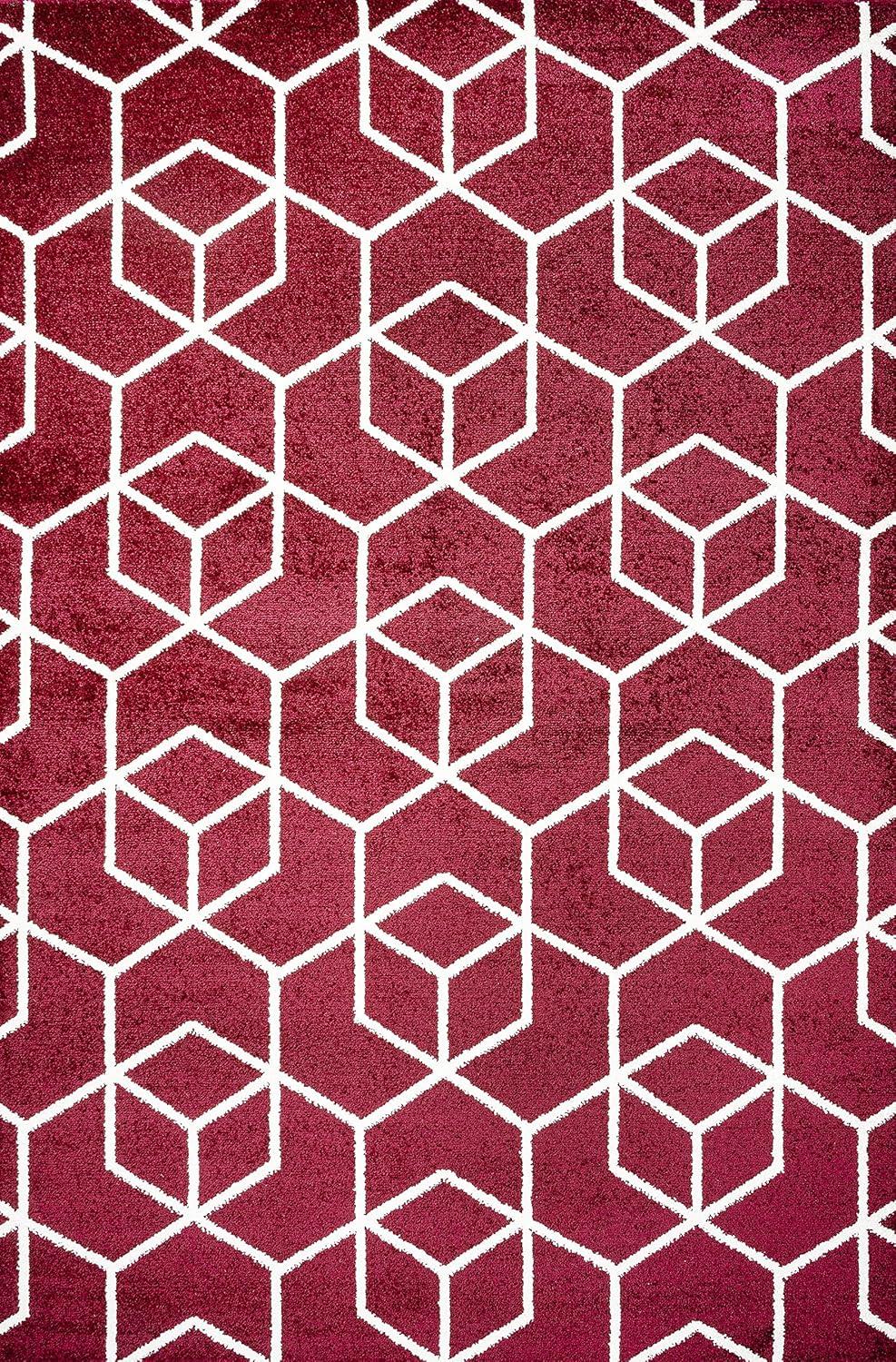 image:imageJONATHAN Y Tumbling Blocks Light BlueWhite Indoor Area Rug 3x5 ModernContemporaryGeometricCasual EasyCleaning for Living RoomBedroomKitchenPet FriendlyNonShedding SEU101C3RedWhite