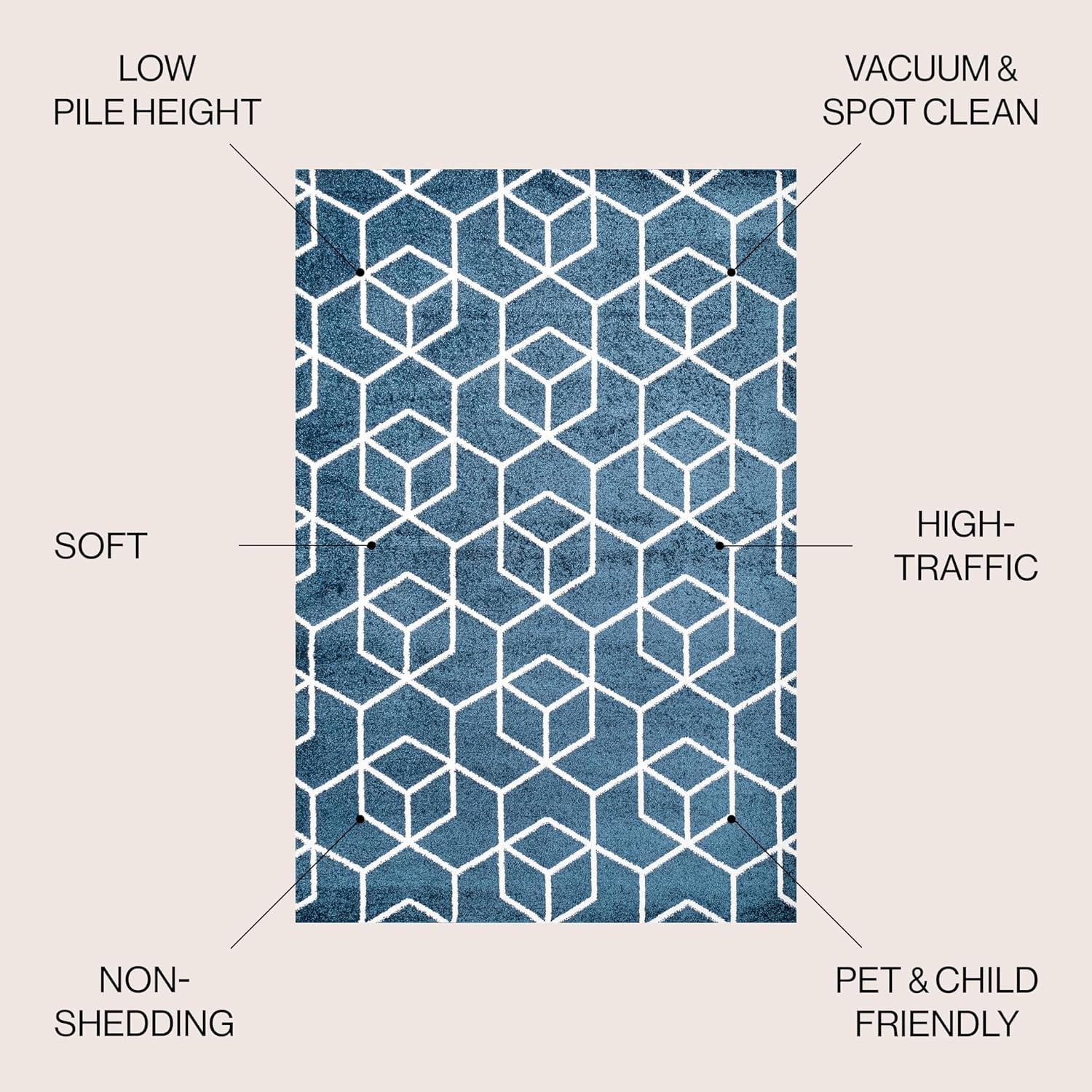 image:imageJONATHAN Y Tumbling Blocks Light BlueWhite Indoor Area Rug 3x5 ModernContemporaryGeometricCasual EasyCleaning for Living RoomBedroomKitchenPet FriendlyNonShedding SEU101C3NavyWhite
